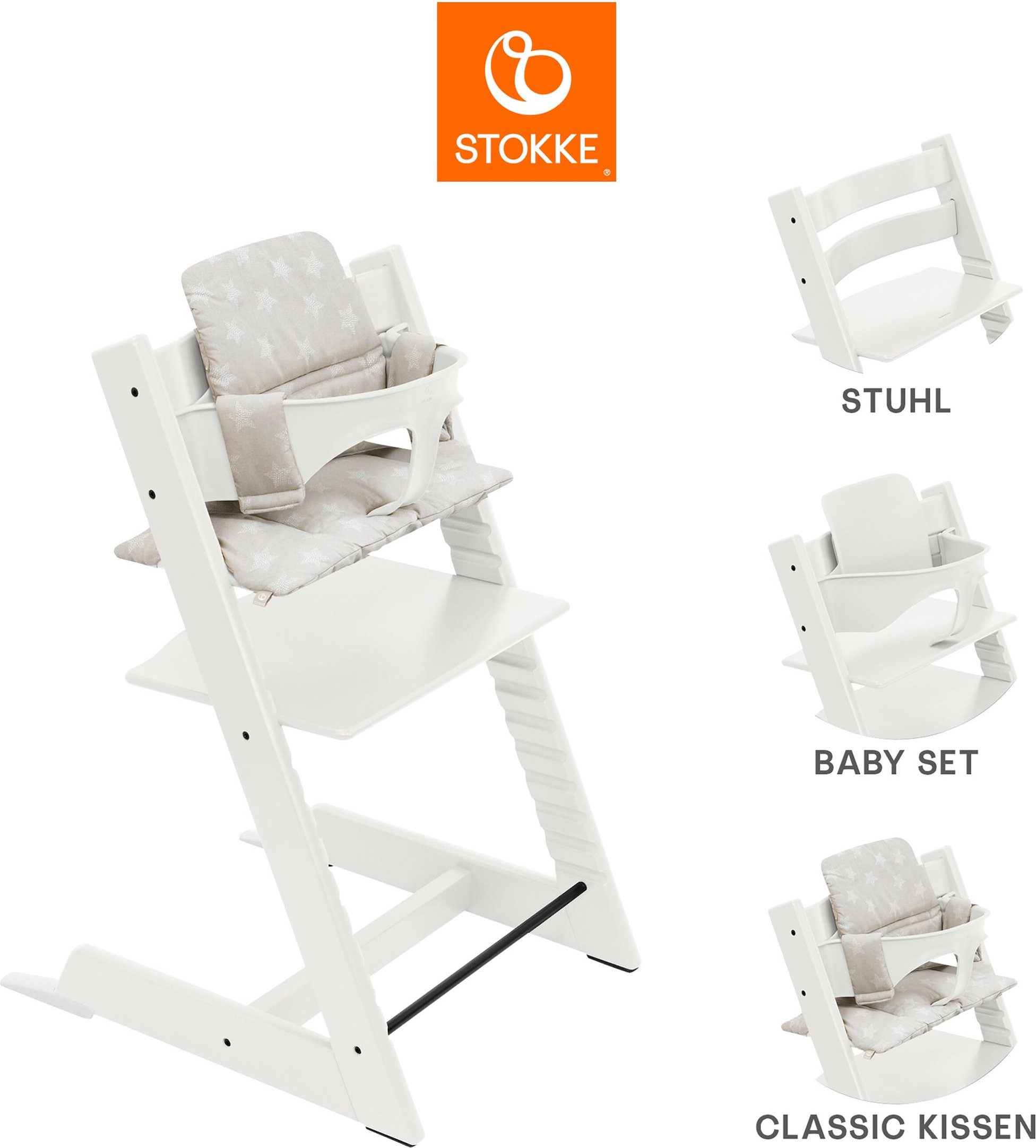 Stokke® Tripp Trapp® Bundle Treppenhochstuhl inkl. Babyset und Kissen