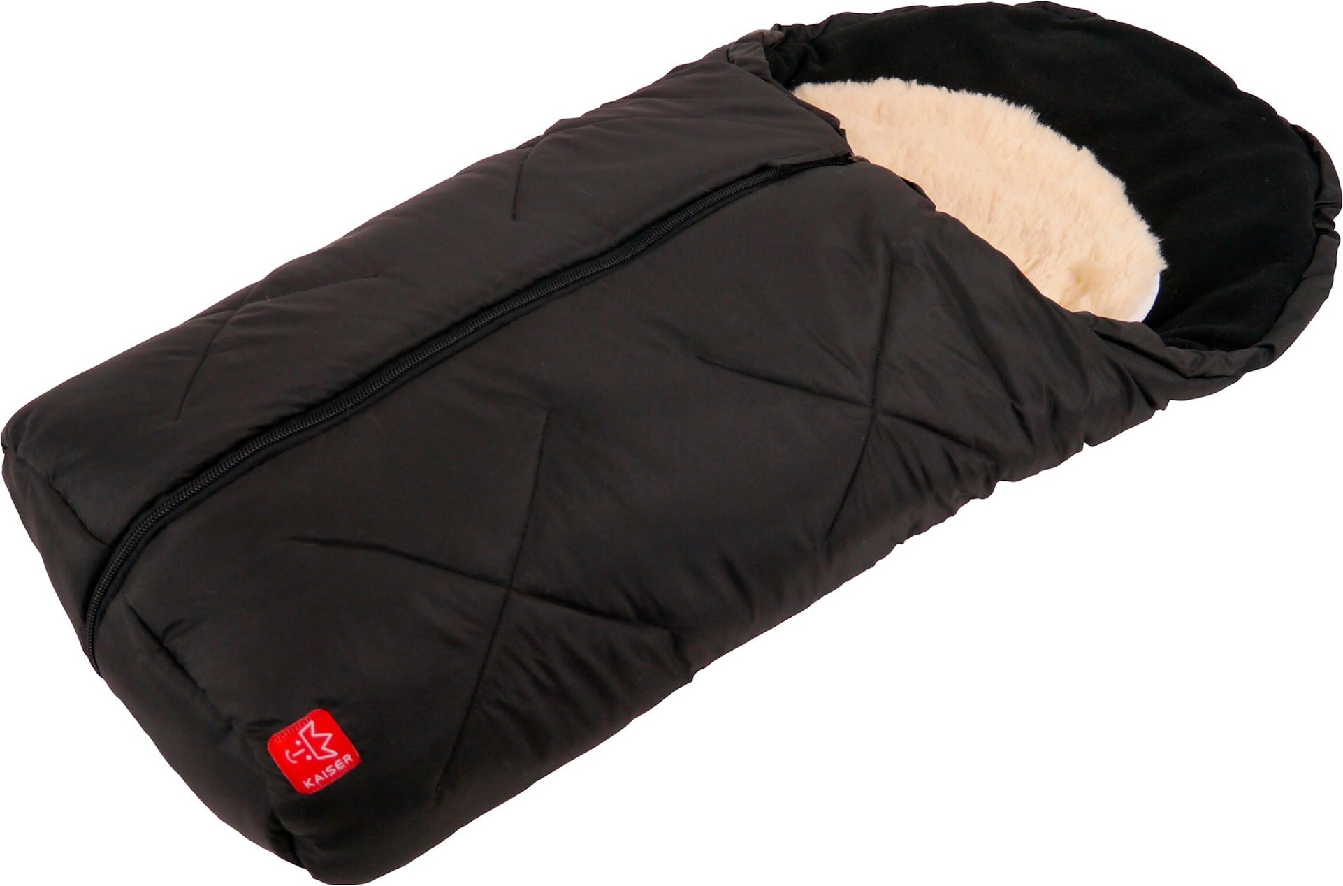 Kaiser Universal Winter-Fußsack mit Lammfelleinlage Little Sheepy für Babyschale, Tragewanne schwarz