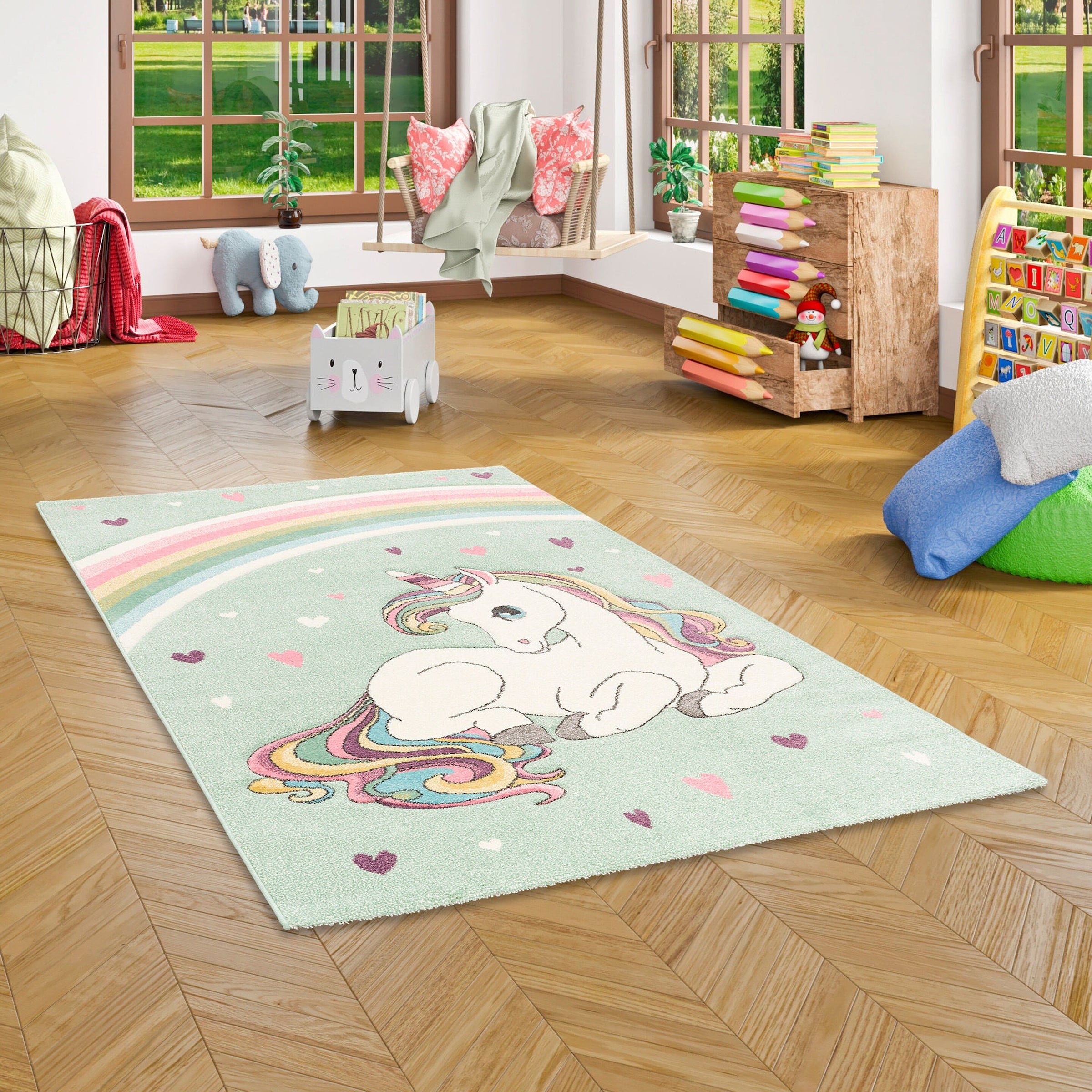Pergamon Kinder Teppich Maui Kids Einhorn Pastell