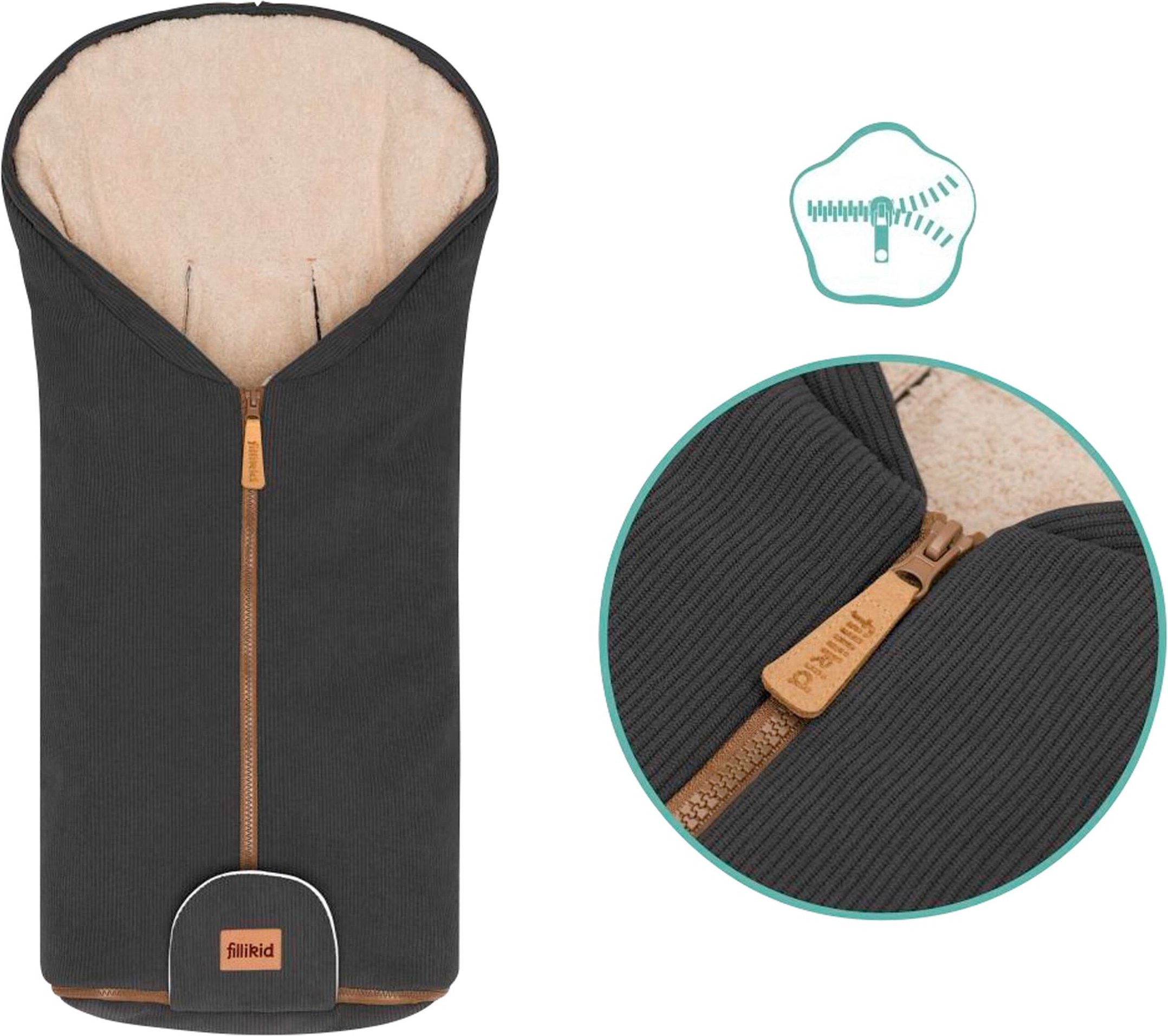 Fillikid Winterfußsack Nevis Cord grau
