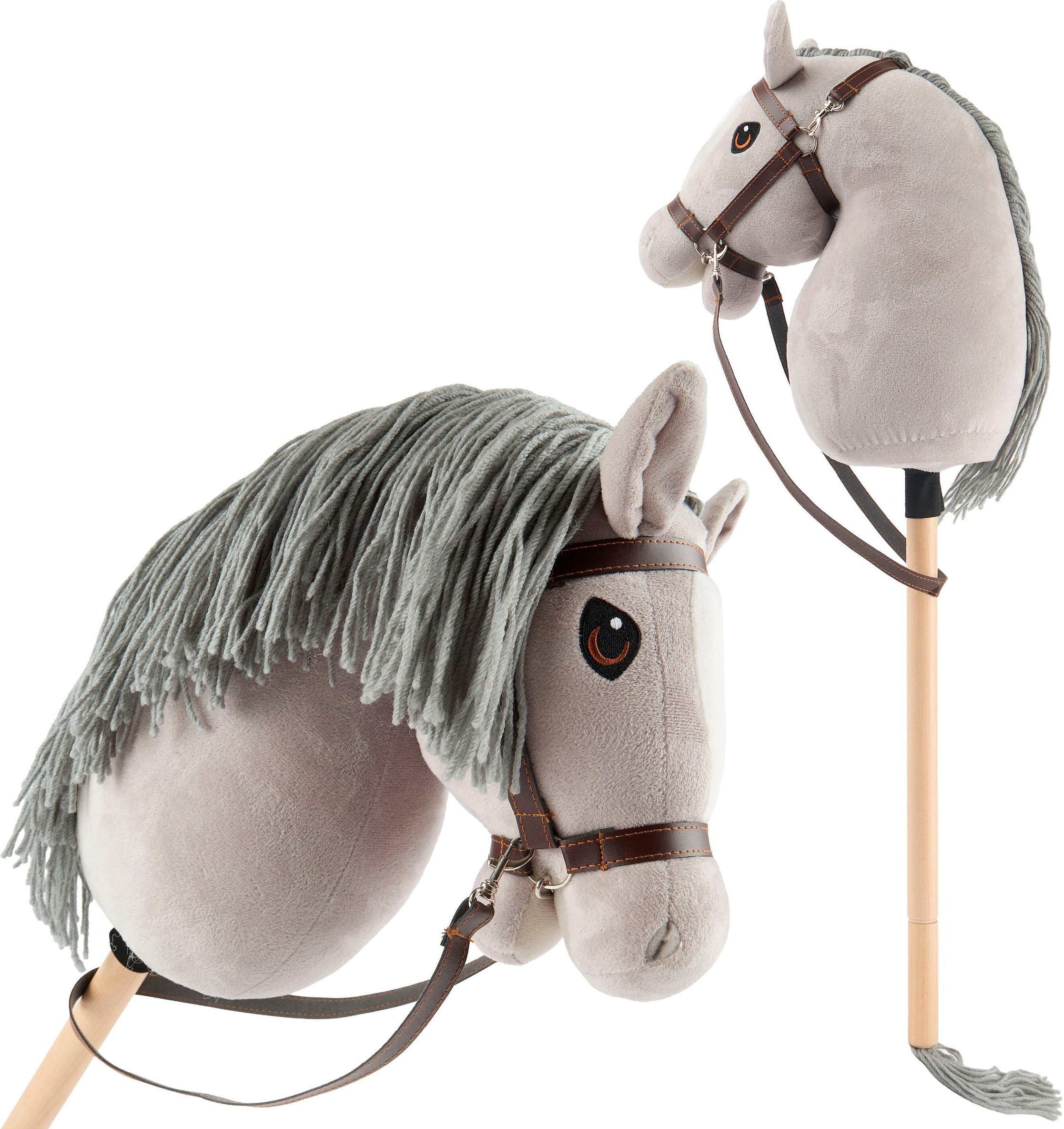 Bieco Hobby Horse Steckenpferd Grau Größe M mit Trense