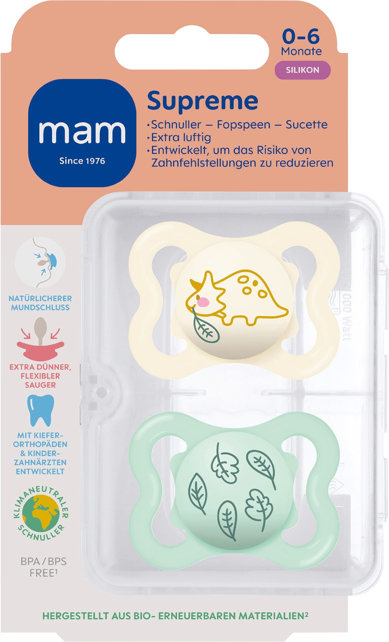 Thumbnail - Mam 2er-Pack Schnuller Supreme Silikon, 0-6M