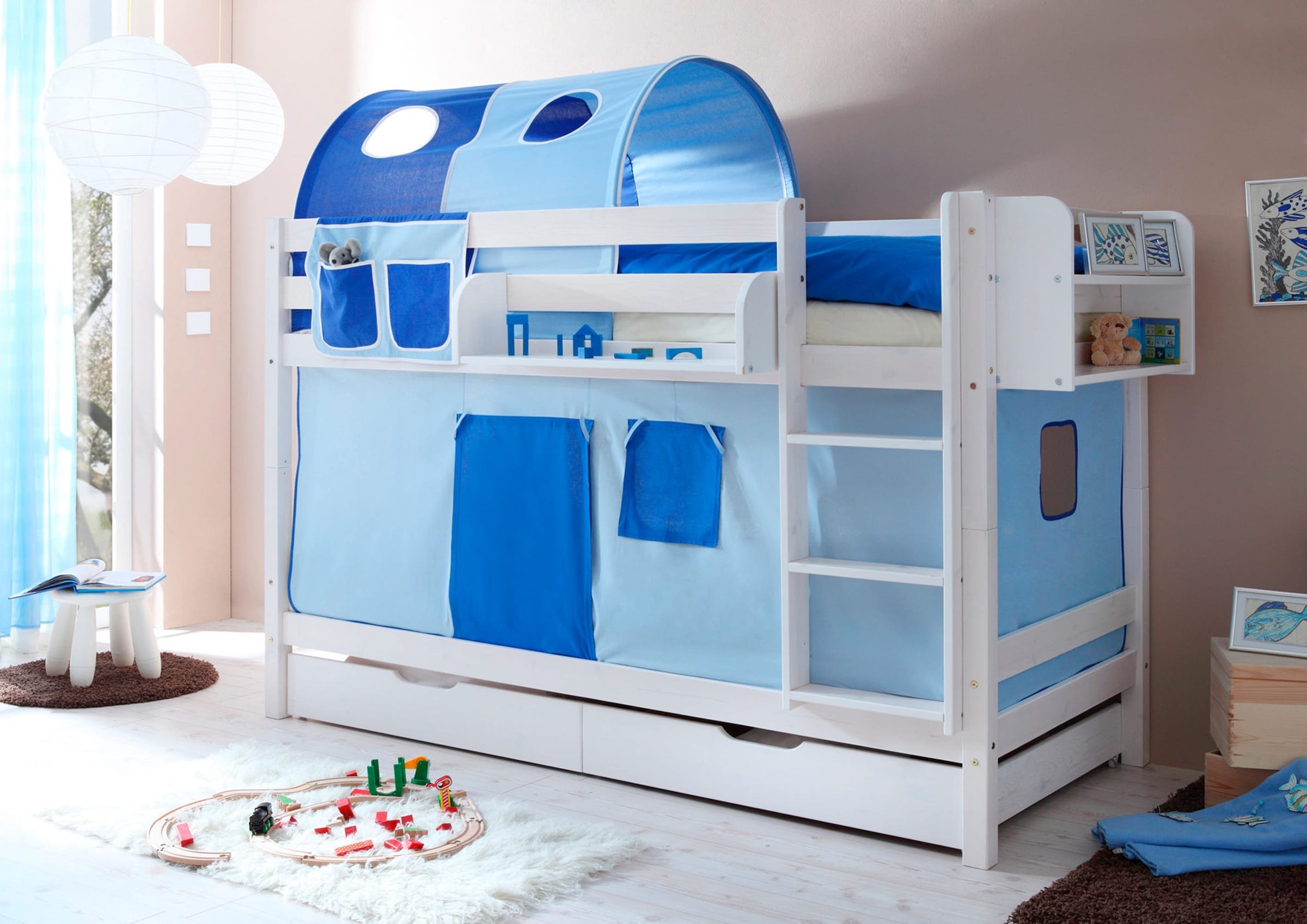 Ticaa Etagenbett "Marcel" Kiefer weiß Classic