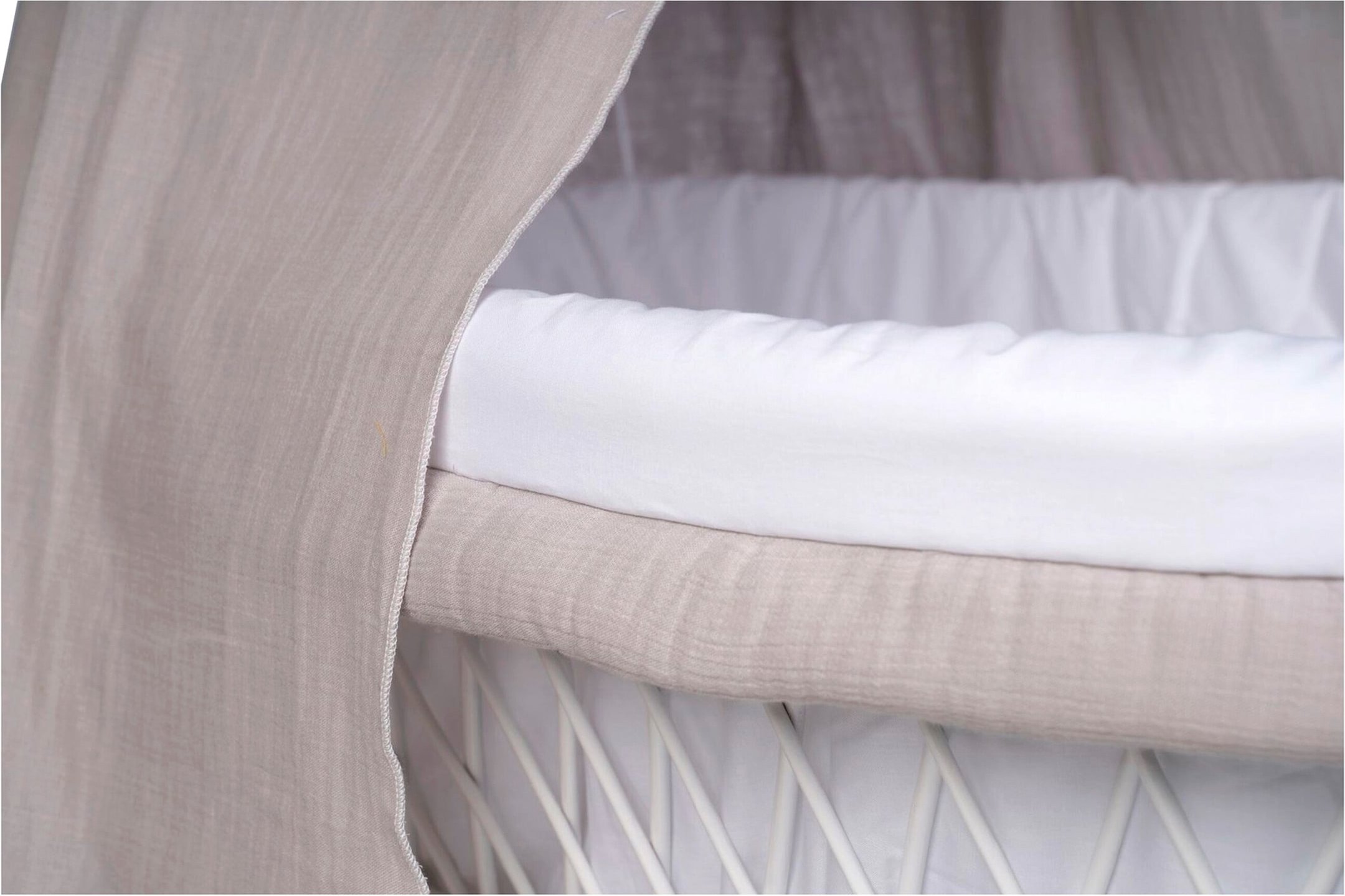 Mionido Textiles Set für Stubenwagen Musselin Uni Schleife