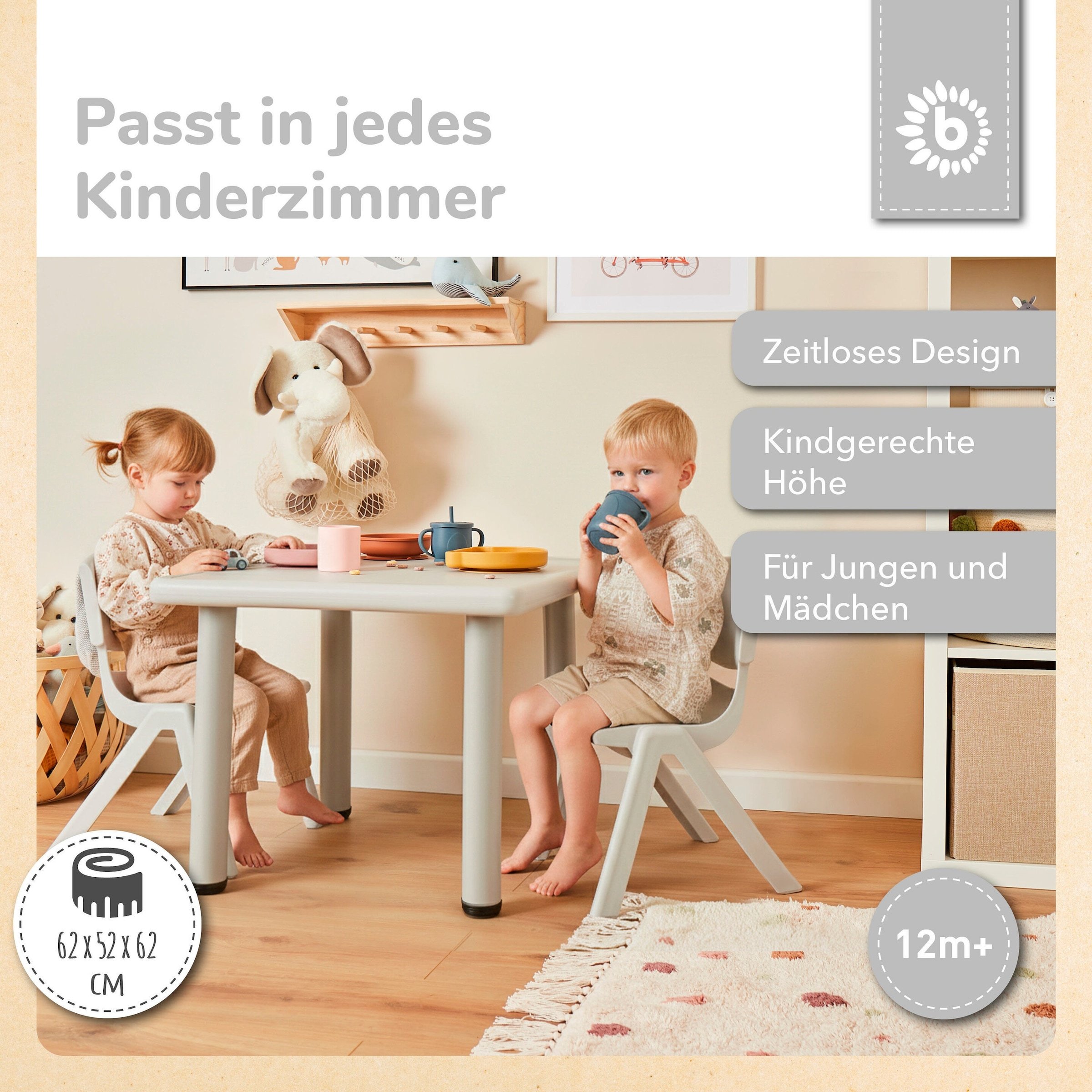 Bieco Kindertisch, Design: Eisgrau