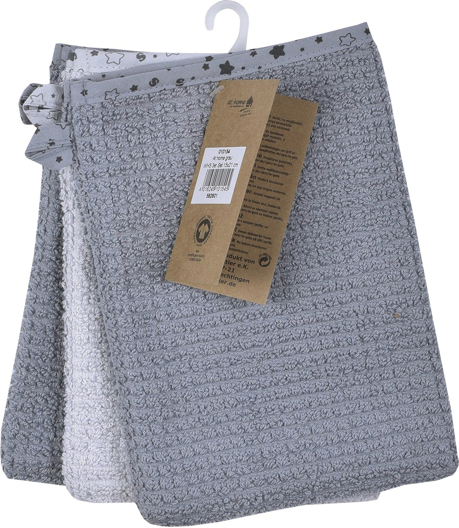 Wörner 3er-Pack Waschlappen 15x21 cm grau