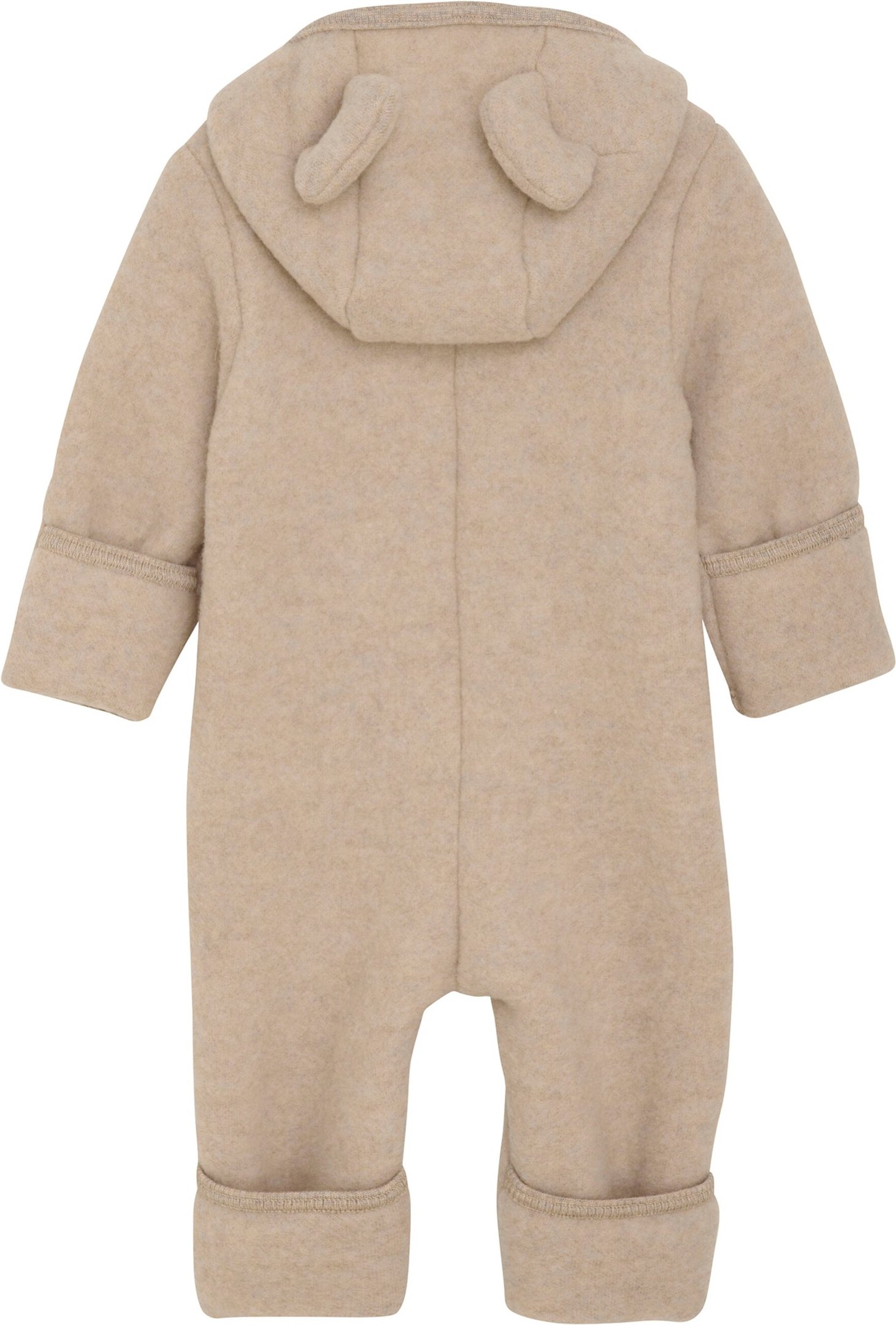 Huttelihut Wollfleece-Overall mit Klappbündchen und Kapuze mit Ohren Merinowolle