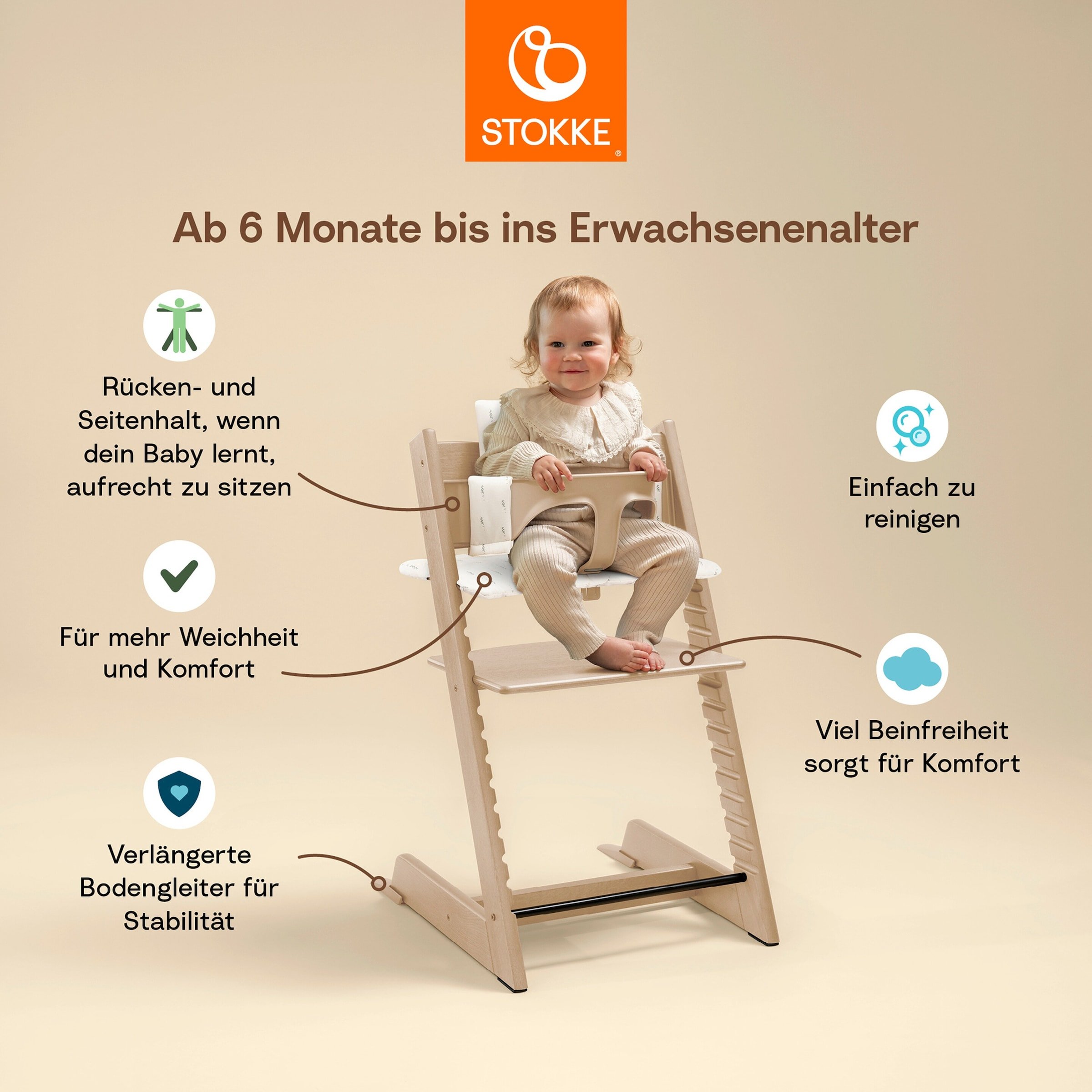 Stokke® Tripp Trapp® Bundle Treppenhochstuhl inkl. Sitzkissen Classic Heather Mauve und Babyset