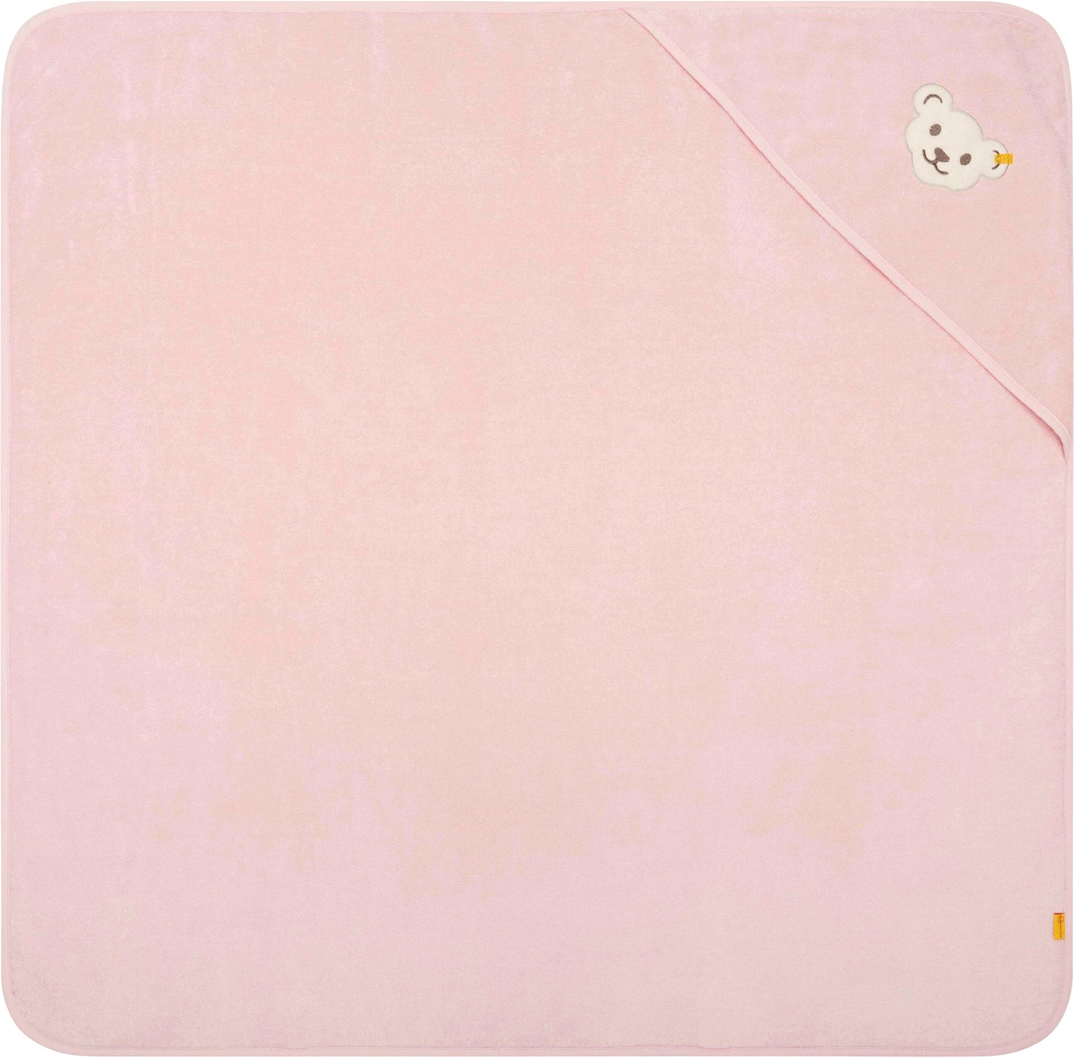 Steiff Kapuzen-Badetuch Frottee Bär 95x100 cm rosa