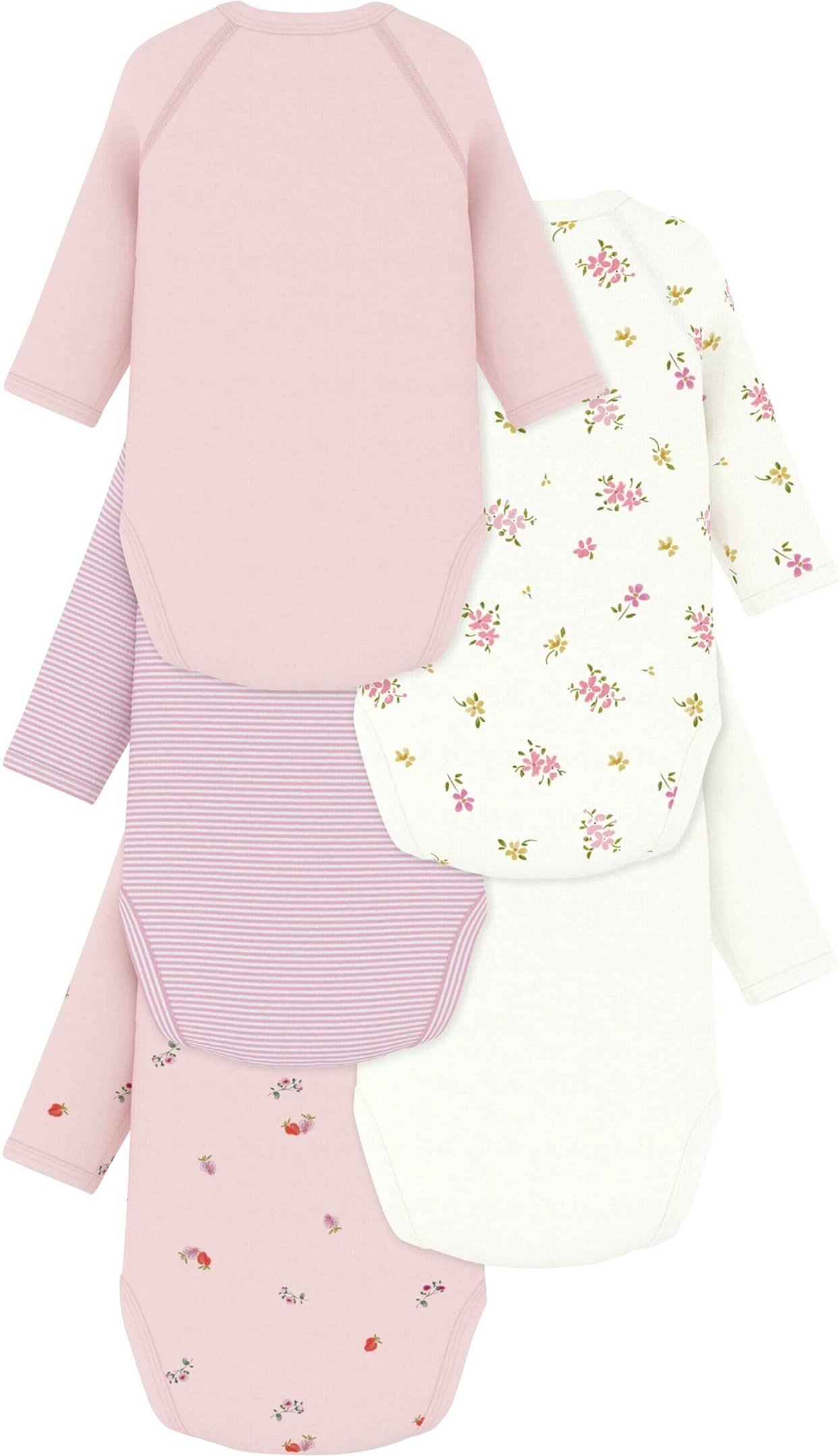 Petit Bateau 5er-Pack Wickelbodys langarm Blumen Erdbeeren