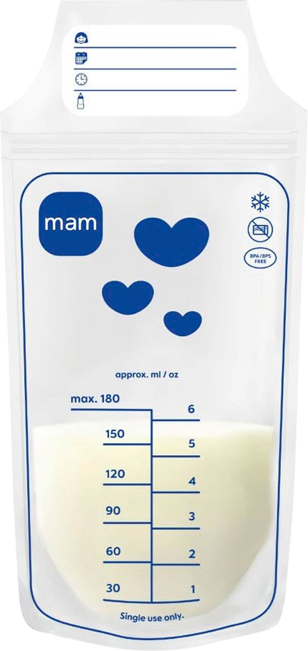 Mam 100er-Pack Muttermilchbeutel, 180 ml
