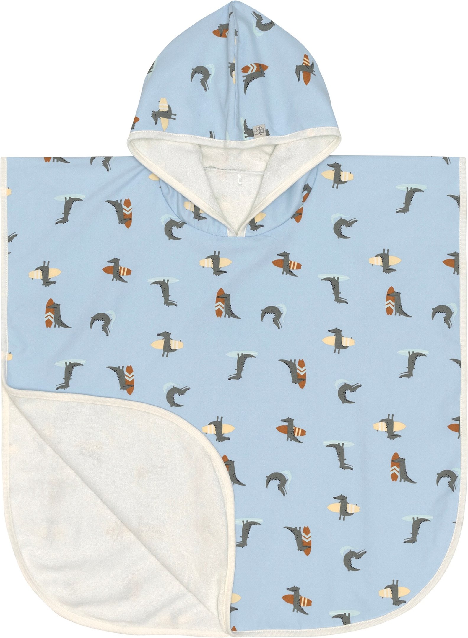 Lässig Wende-Badeponcho mit UV-Schutz und Kapuze Krokodile hellblau | mehrfarbig