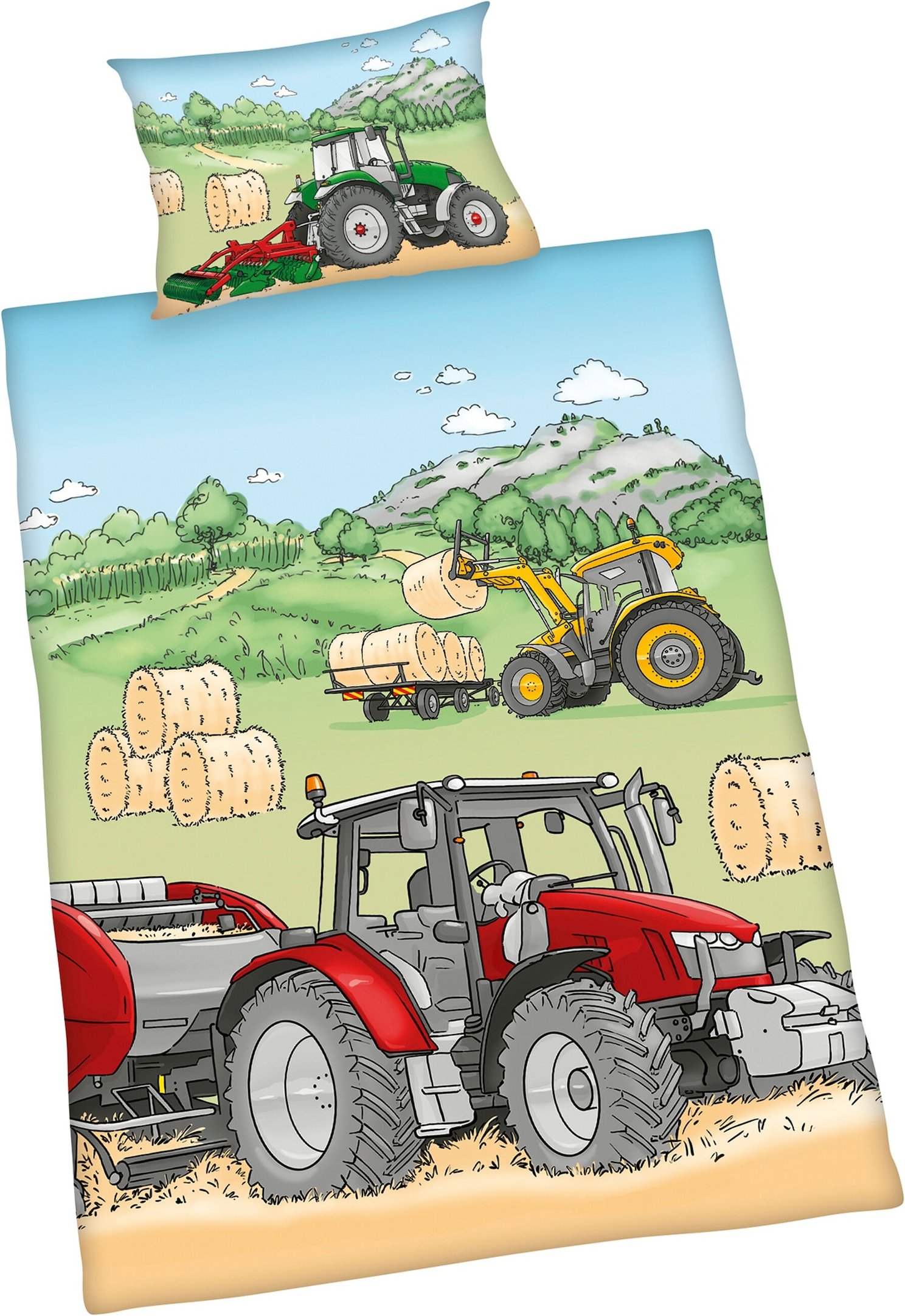 Baby Best Renforcé Wende-Bettwäsche Traktor 40x60 / 100/135 cm