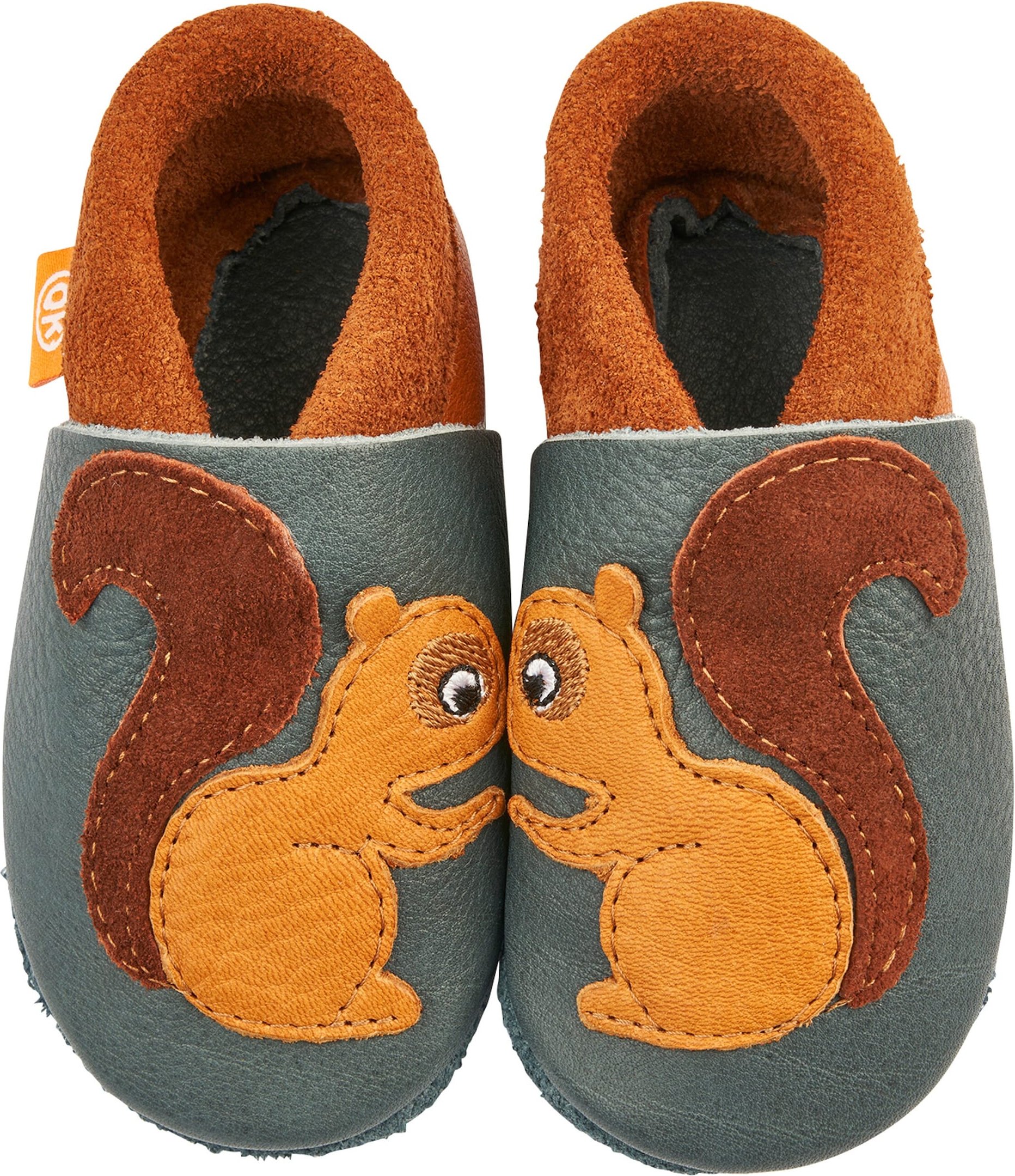 Orangenkinder Krabbel- und Hausschuhe Eichhörnchen