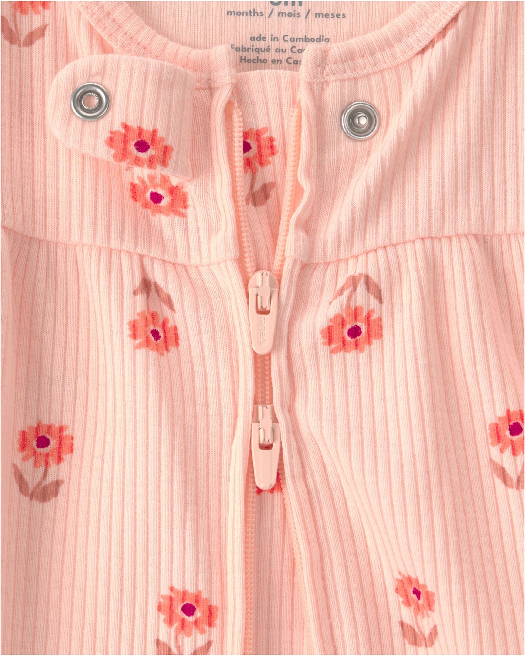 Carter's Schlafoverall mit Fuß Blumen Rippqualität