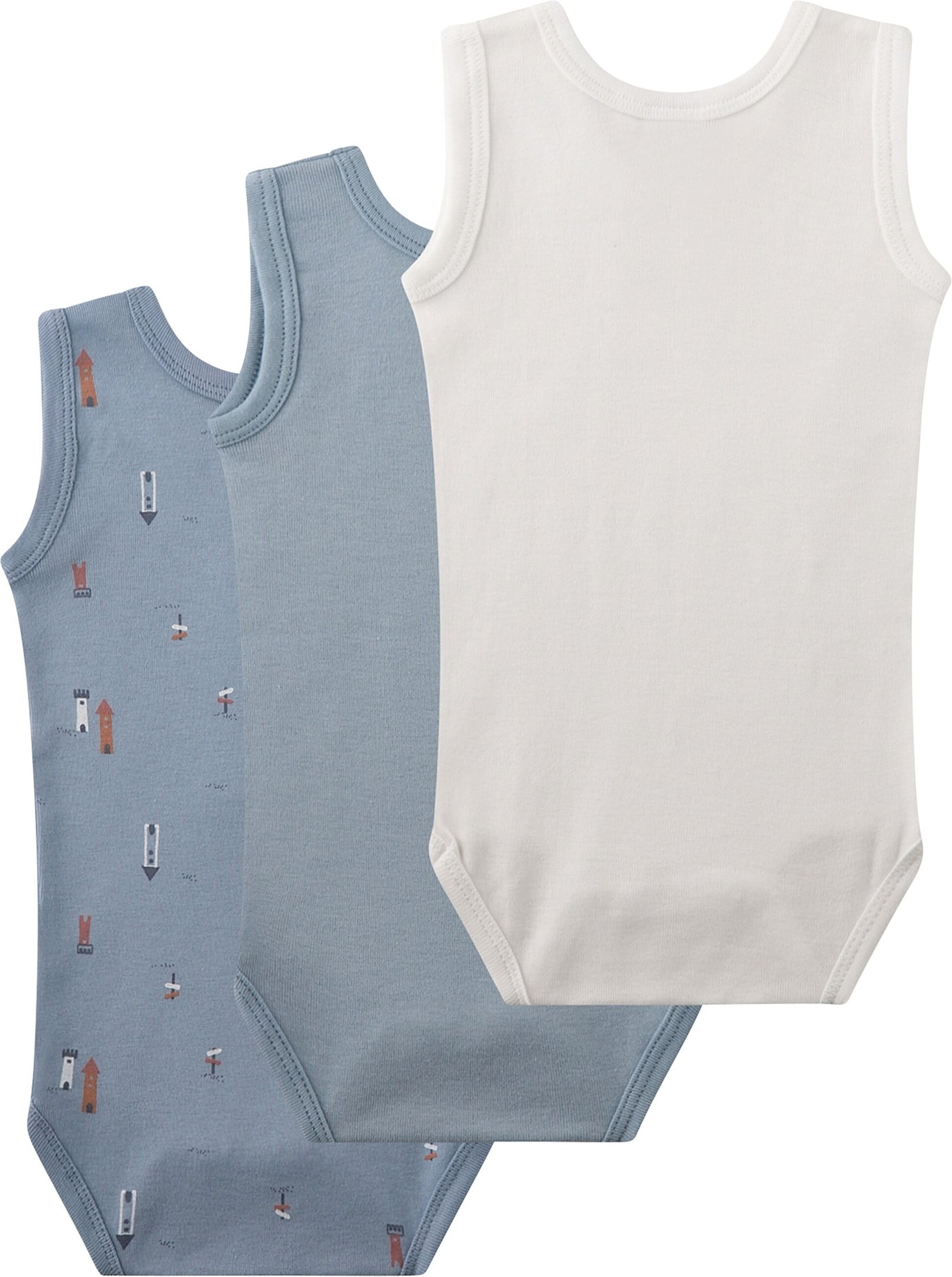 Sanetta 3er-Pack Bodys ohne Arm Türme