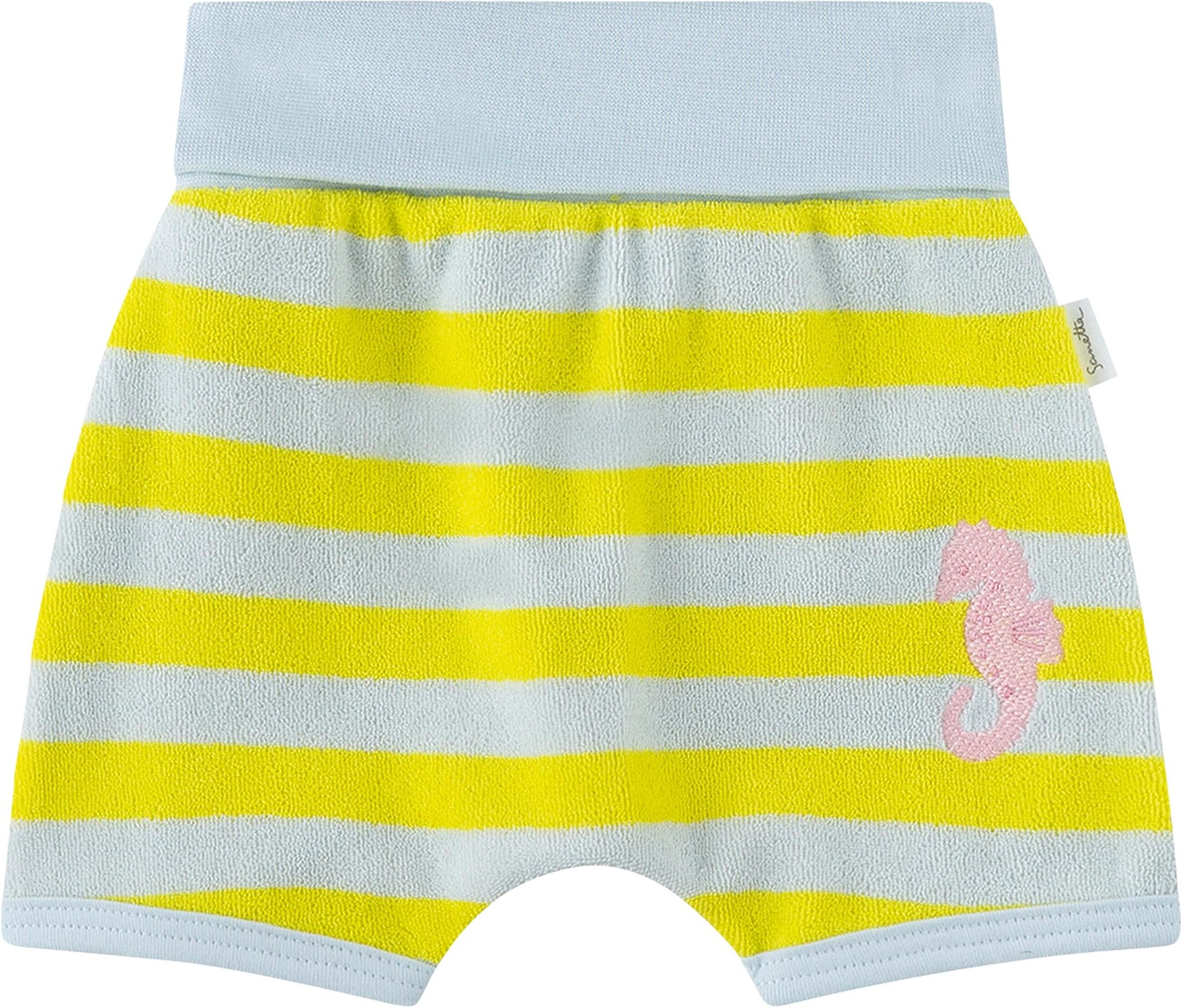 Thumbnail - Sanetta Pure Frottee-Shorts Ringel Seepferdchen