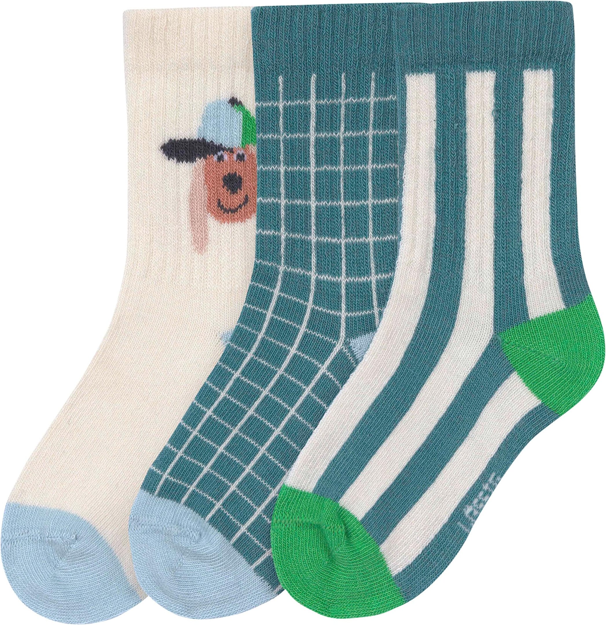 Lässig 3er-Pack Socken Hund Streifen