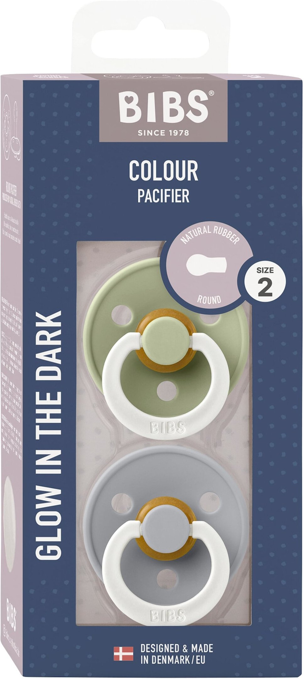 Bibs 2er-Pack Colour GLOW Schnuller Latex, 6-18M