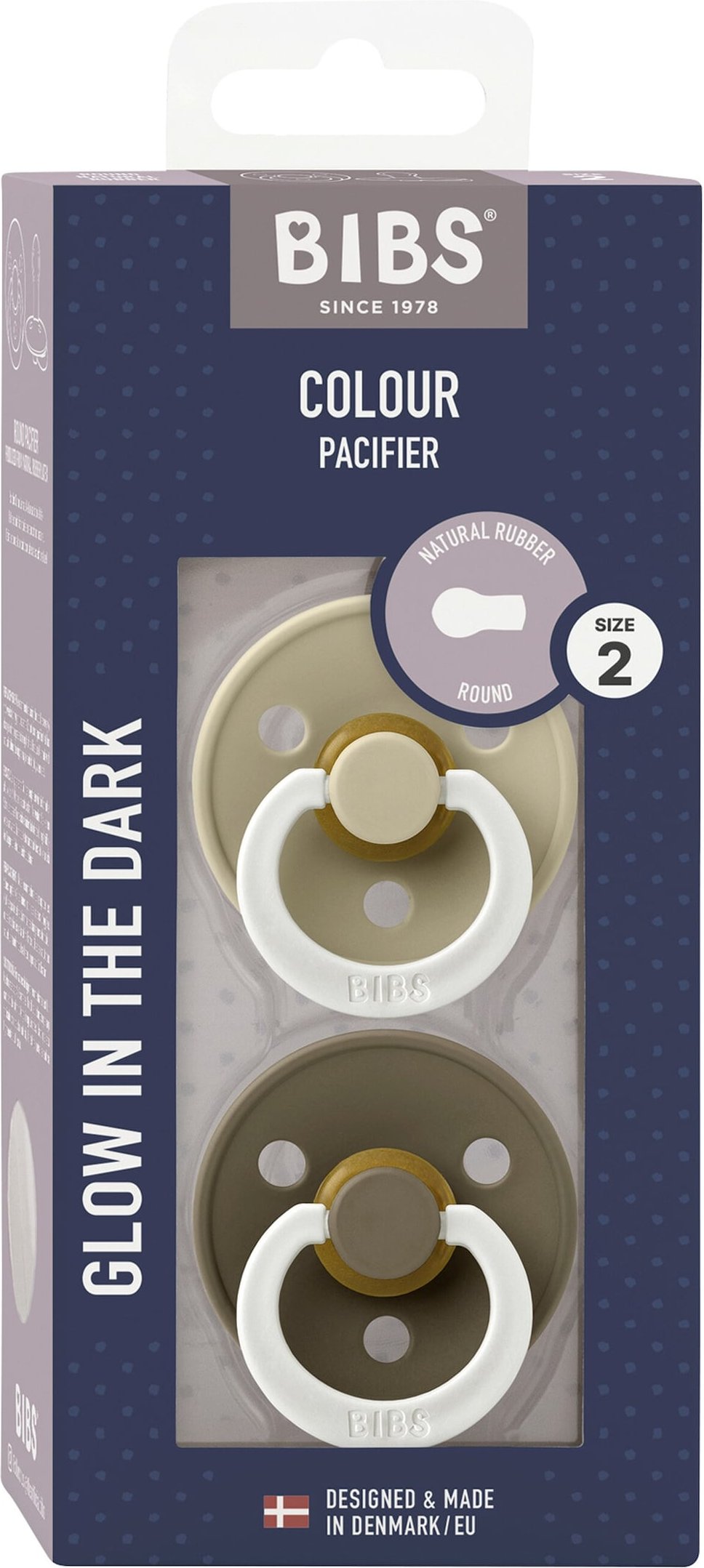 Bibs 2er-Pack Colour GLOW Schnuller Latex, 6-18M