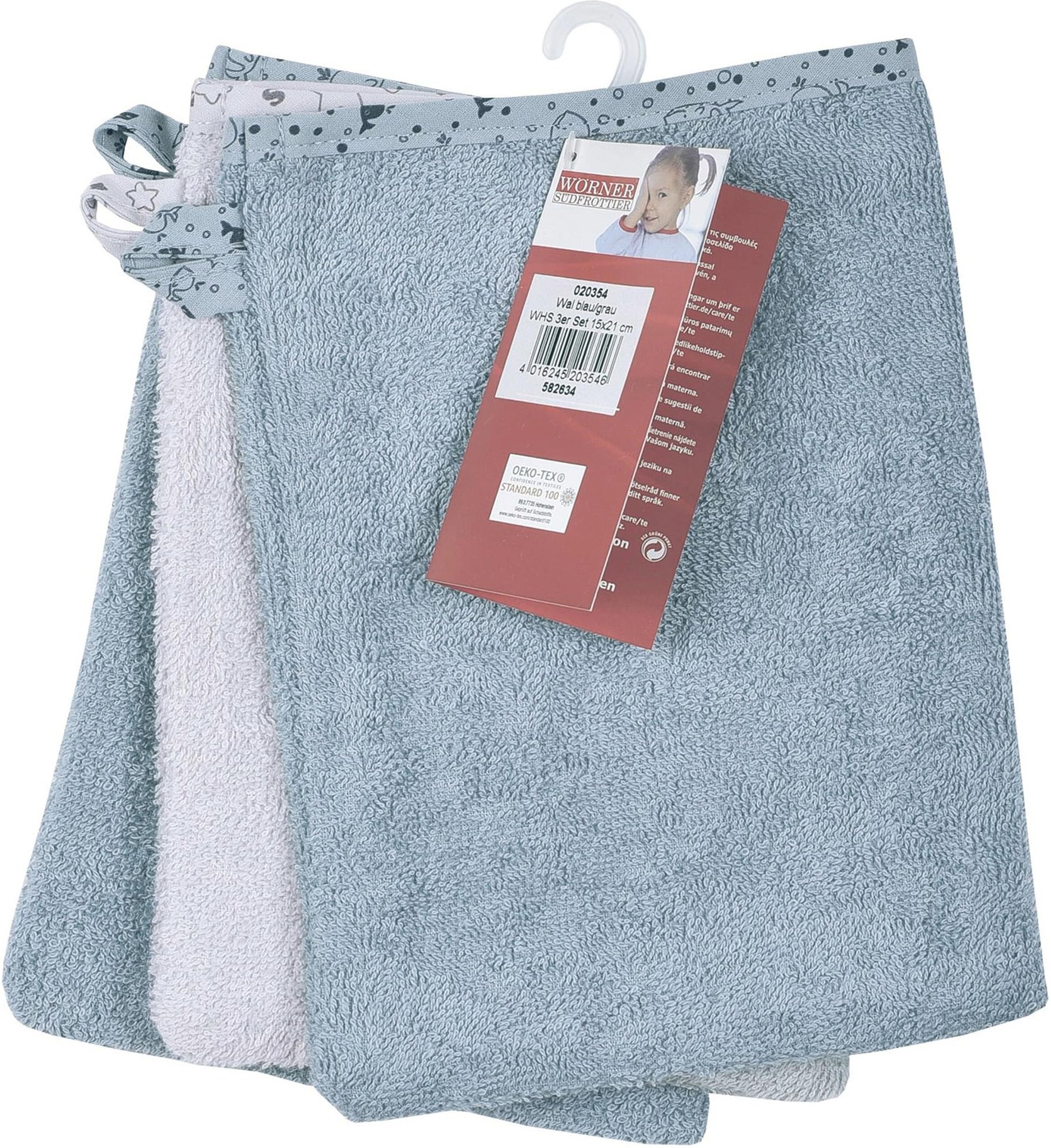 Thumbnail - Wörner 3er-Pack Waschlappen 15x21 cm blau