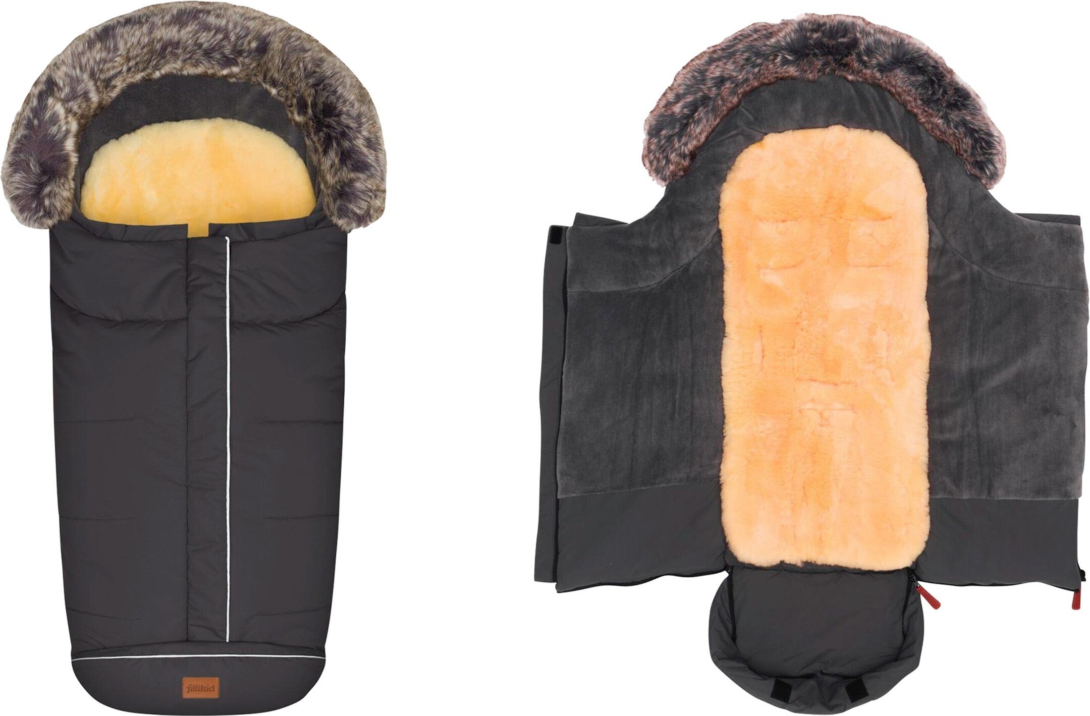 Fillikid Lammfell-Winterfußsack Mavensi grau