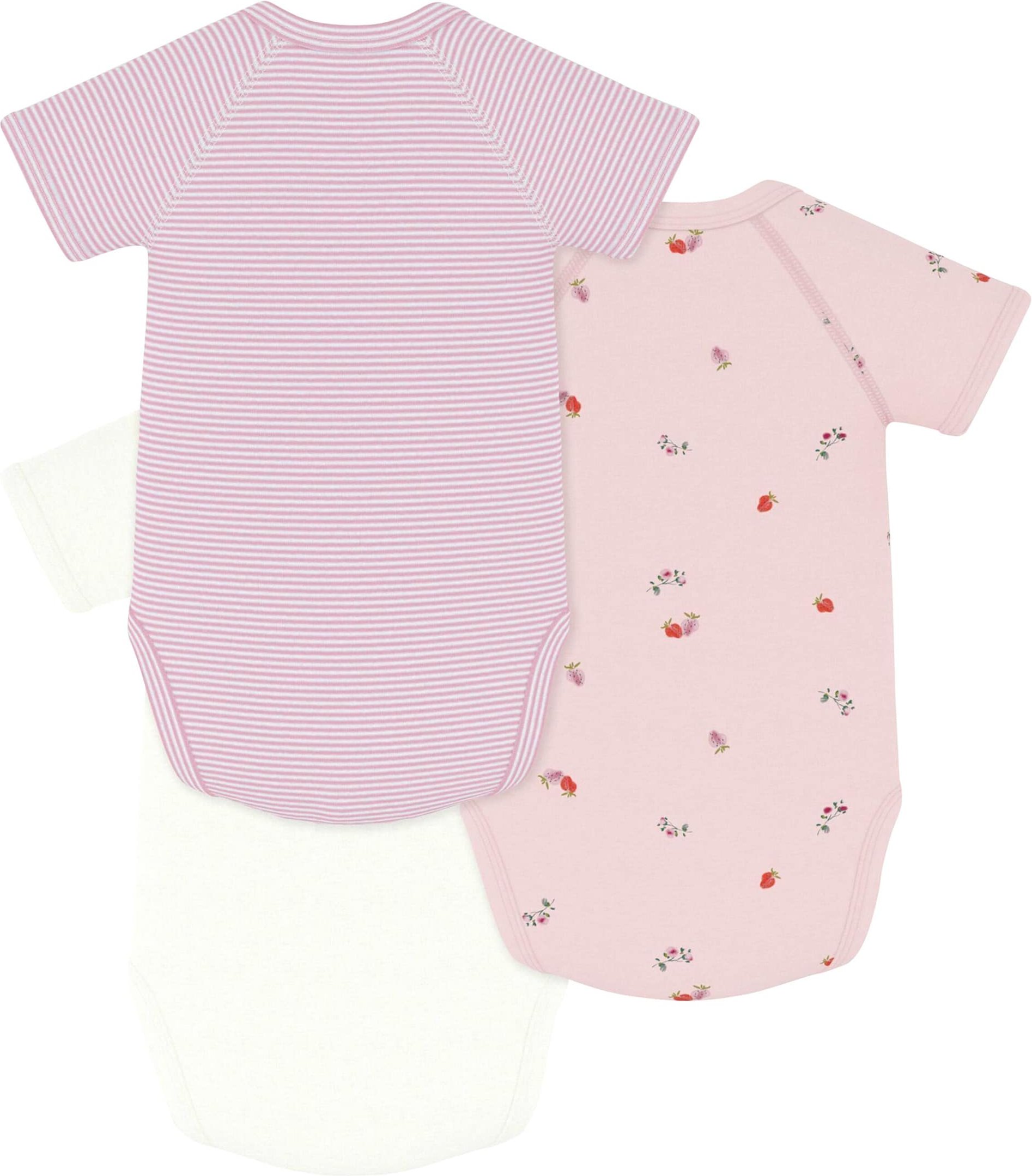 Petit Bateau 3er-Pack Wickelbodys kurzarm Ringel Erdbeeren