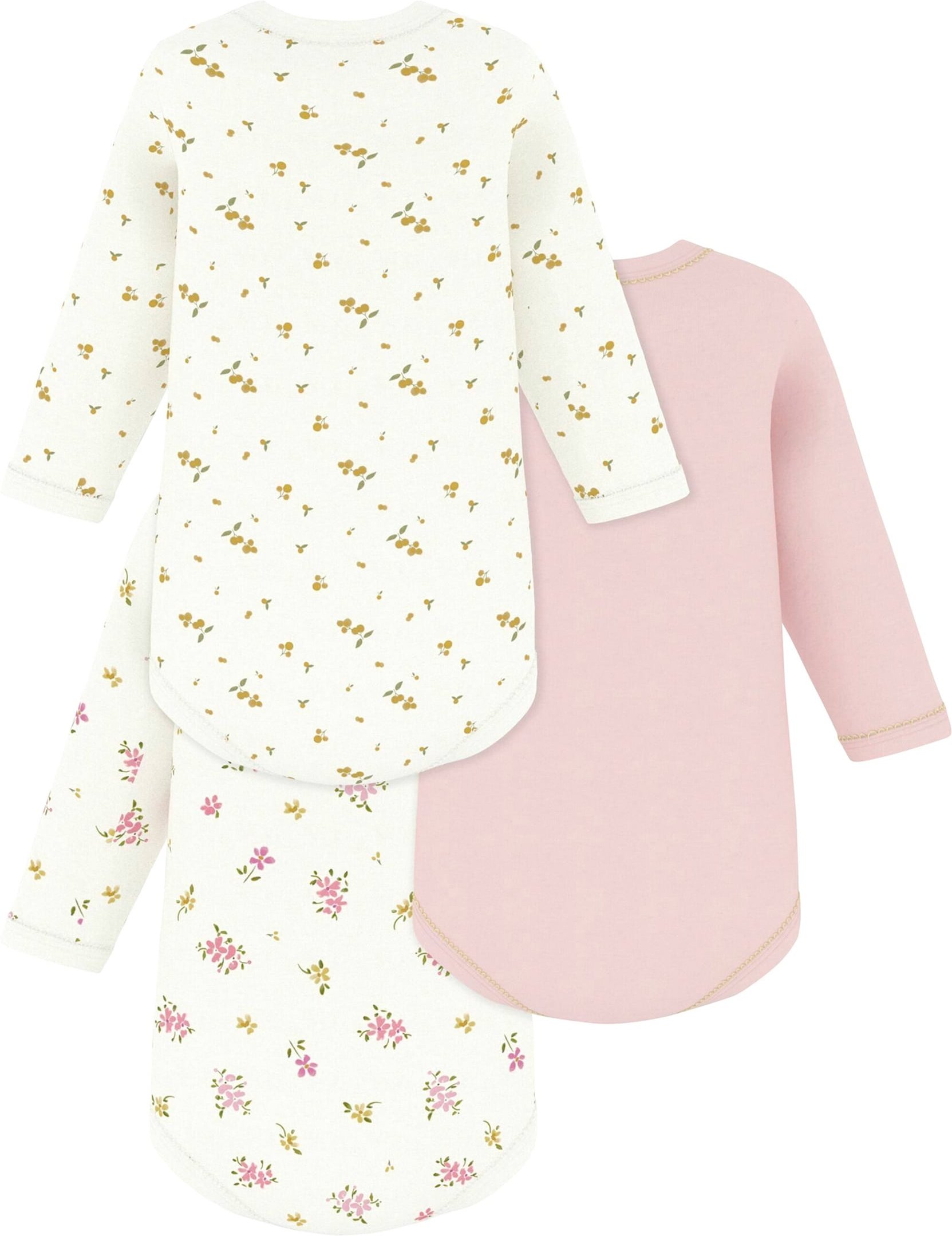 Petit Bateau 3er-Pack Bodys langarm Blumen