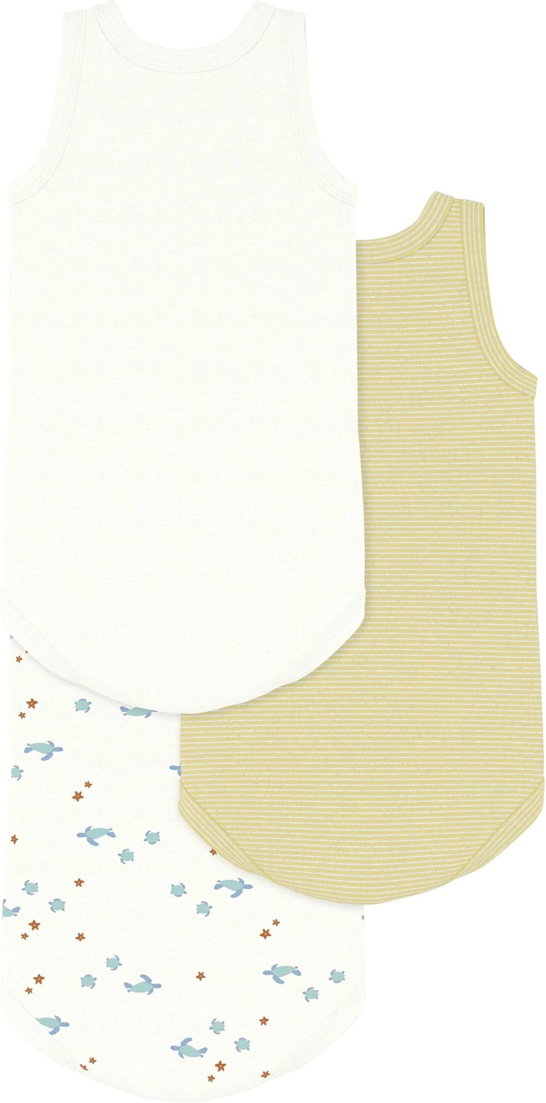 Petit Bateau 3er-Pack Bodys ohne Arm Ringel Schildkröte