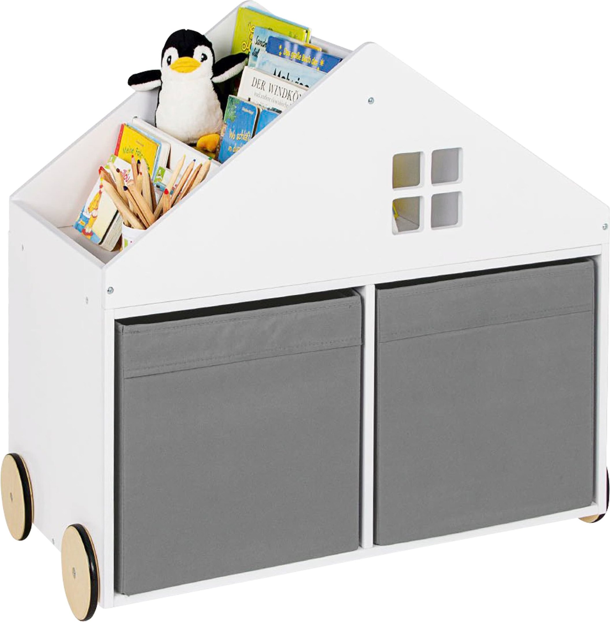 Pinolino Bücherregal Haus mit Rollen