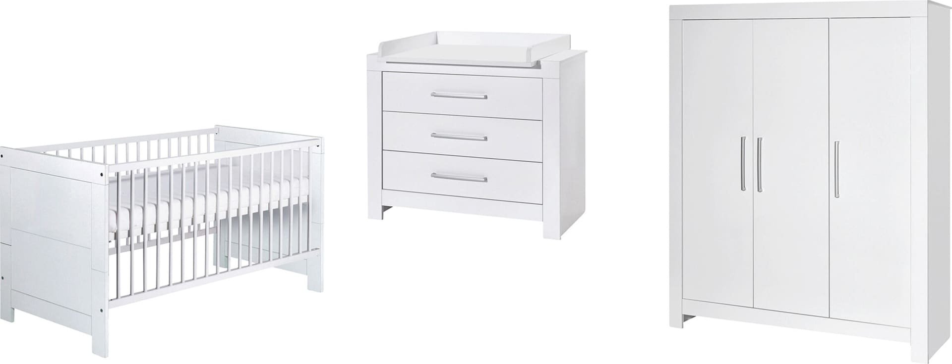 Thumbnail - Schardt 3-tlg. Babyzimmer Nordic White mit 3-türigem Kleiderschrank