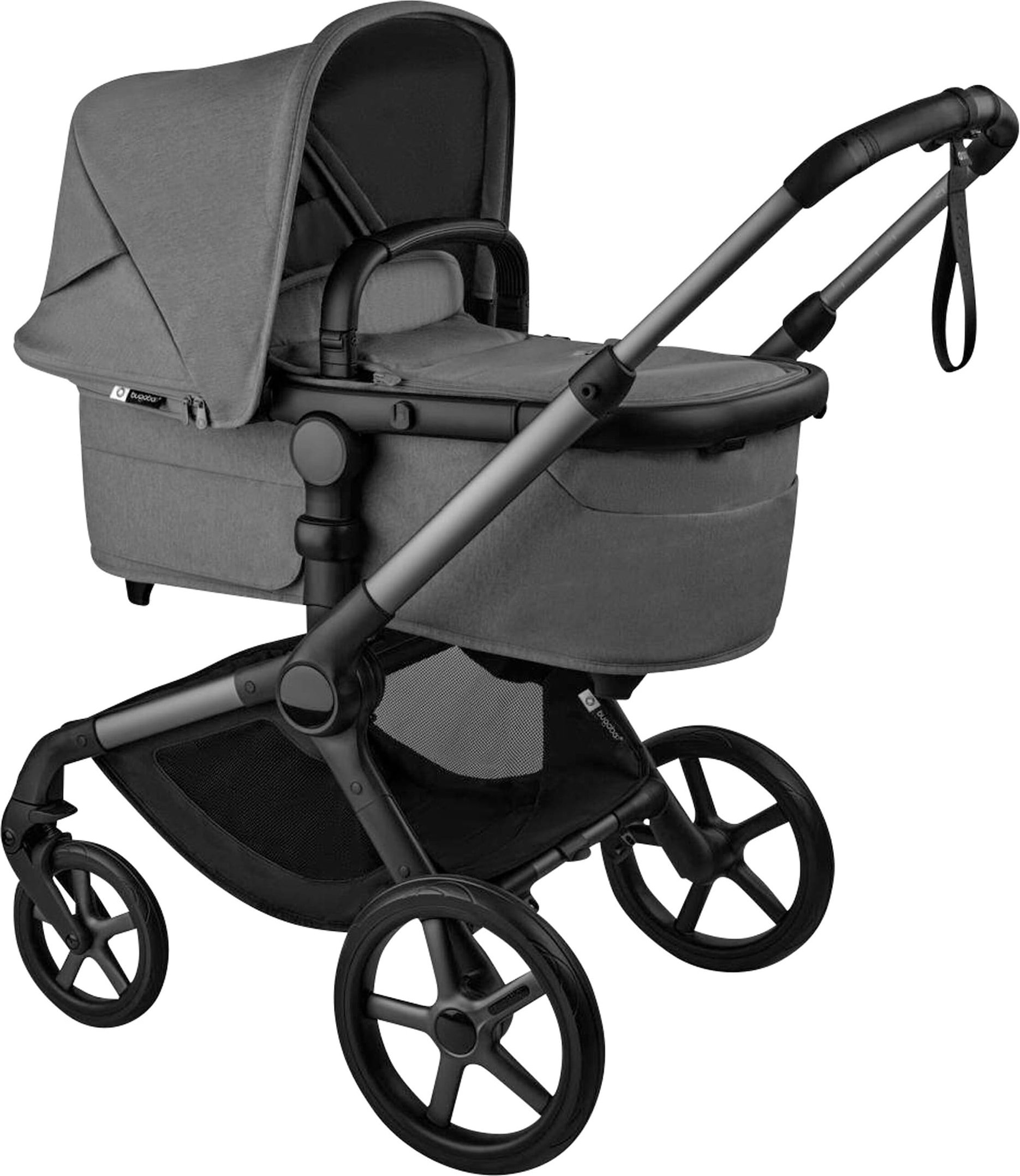 Bugaboo Fox 5 Renew Kombikinderwagen Trio-Set inkl. Wickelrucksack, Fußsack und Höhenadapter grau