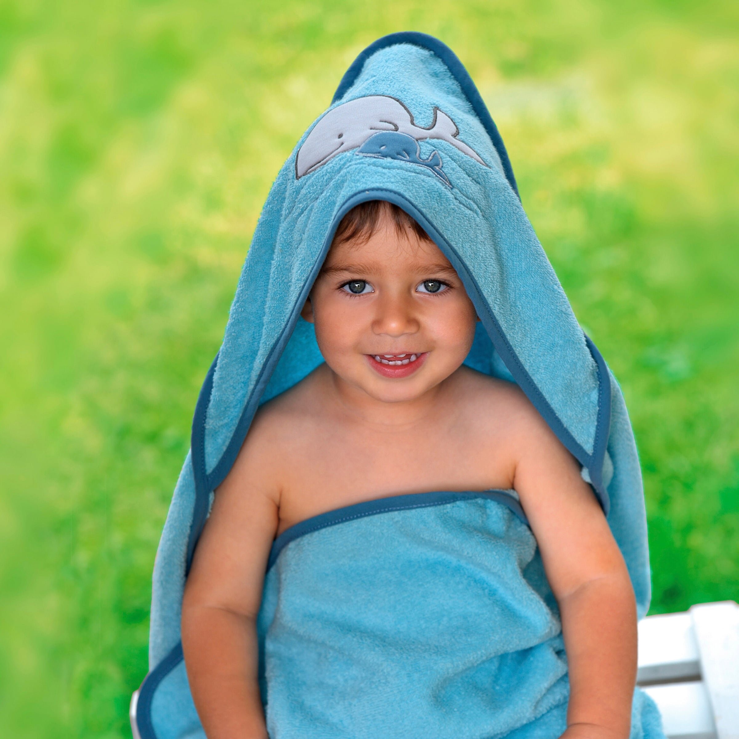 Wörner Kapuzen-Badetuch 80x80 cm mit Motiv grau