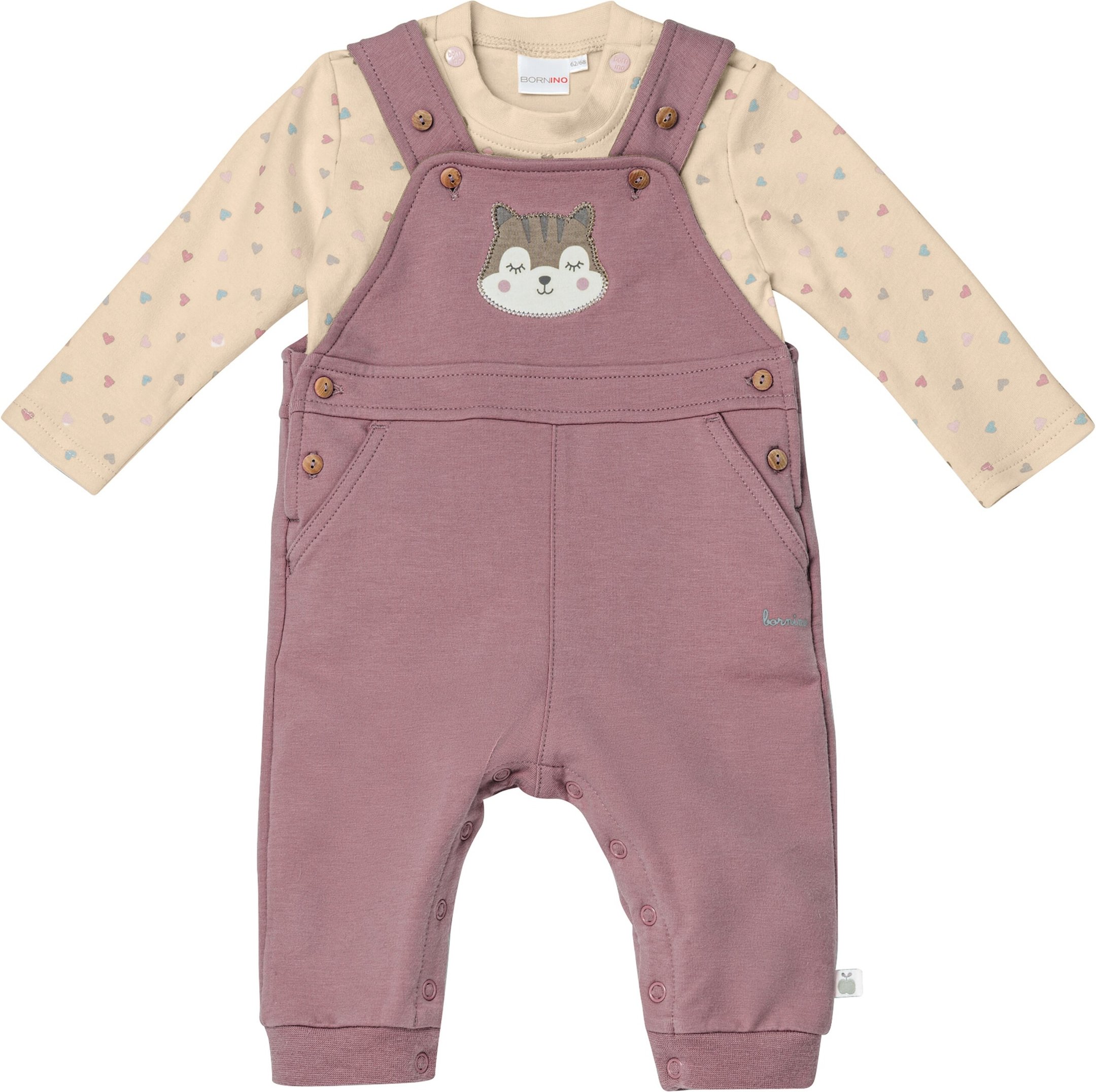 Thumbnail - Bornino Cozy Time 2-tlg Set Latzhose mit Shirt Eichhörnchen