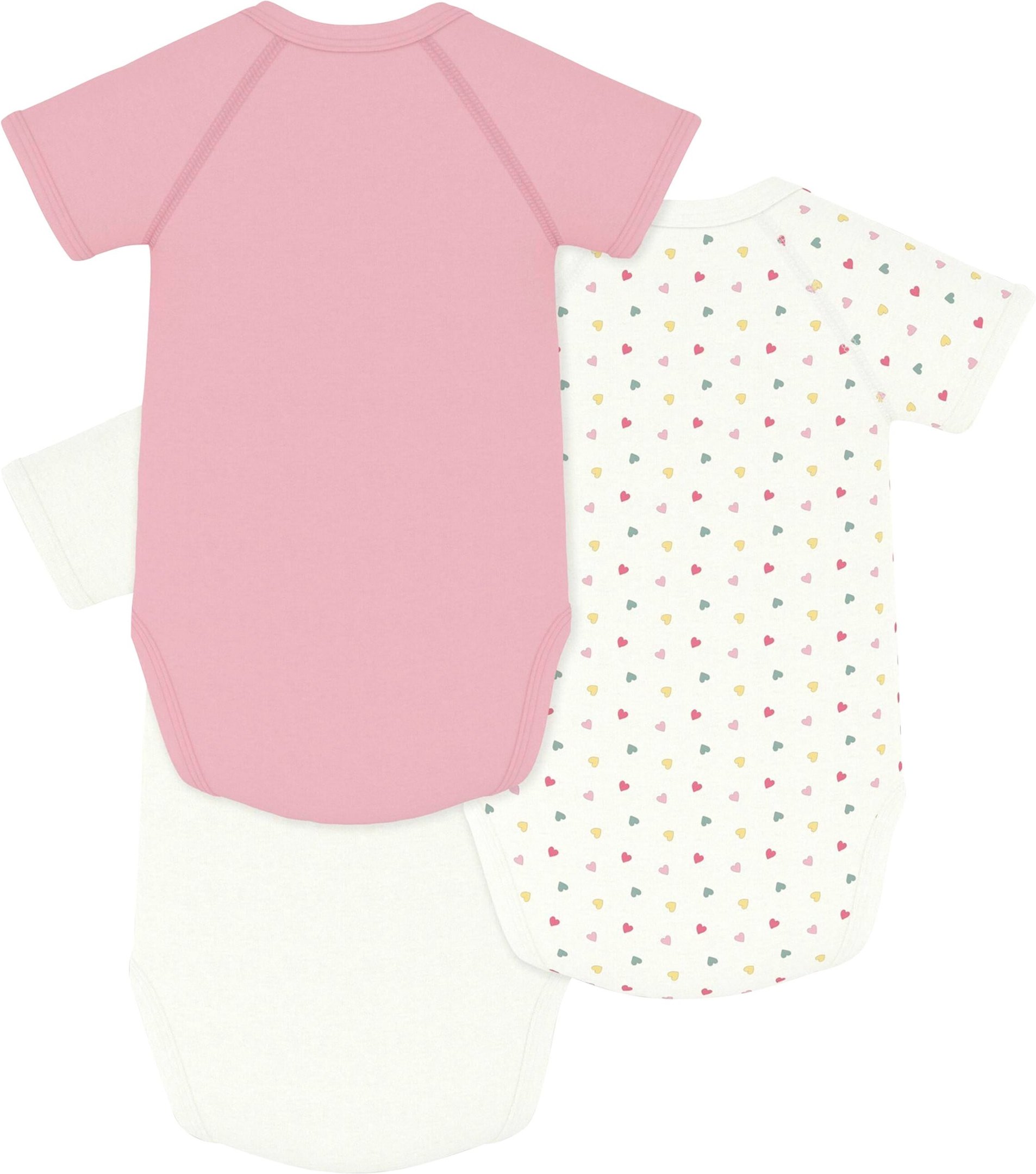 Petit Bateau 3er-Pack Wickelbodys kurzarm Herzen