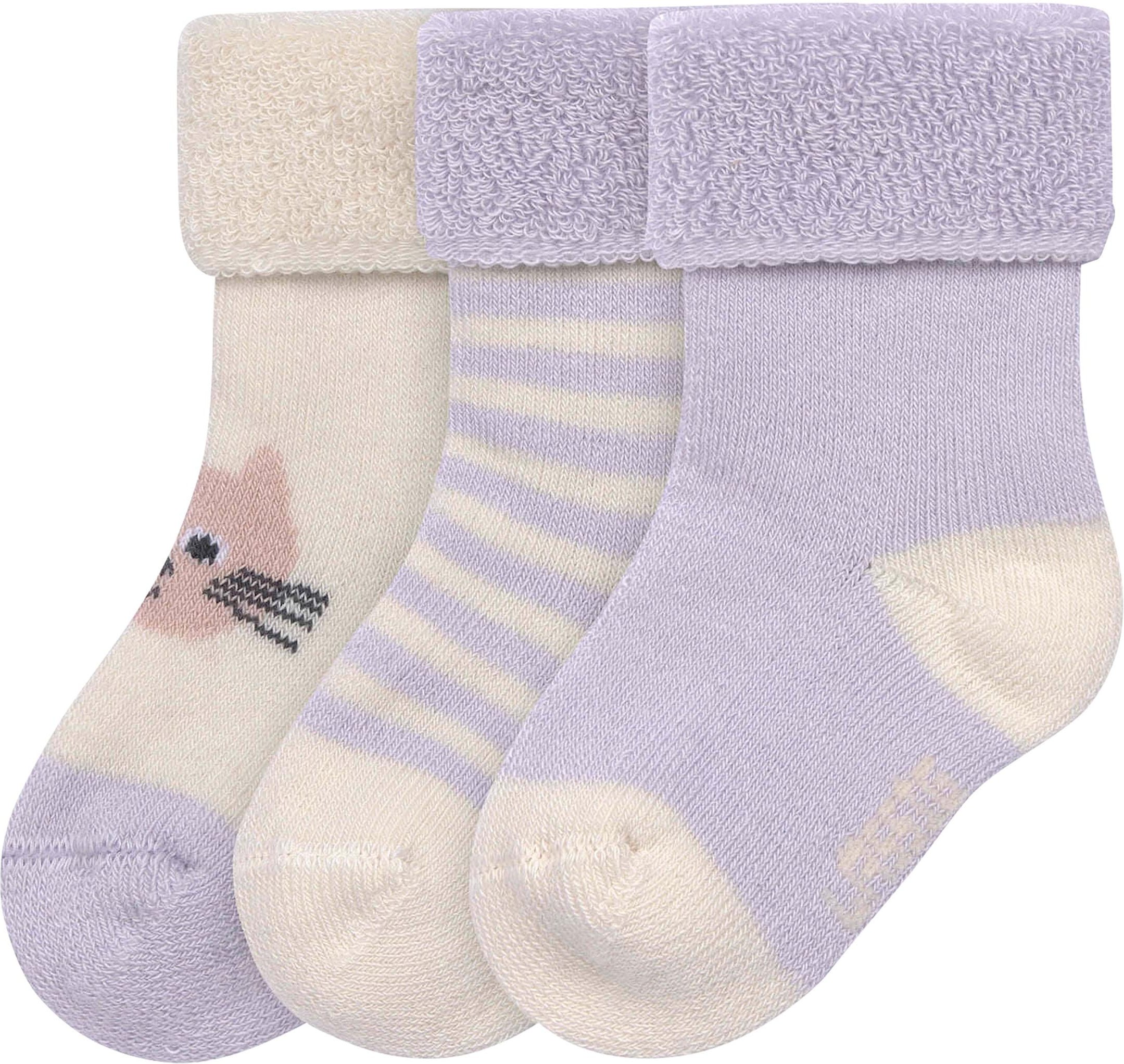 Lässig 3er-Pack Erstlingssocken Katze Ringel