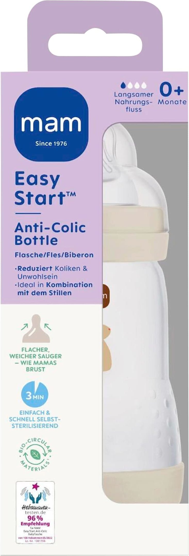 Mam Babyflasche Easy Start matt, Anti-Kolik, 260 ml, ab 0M