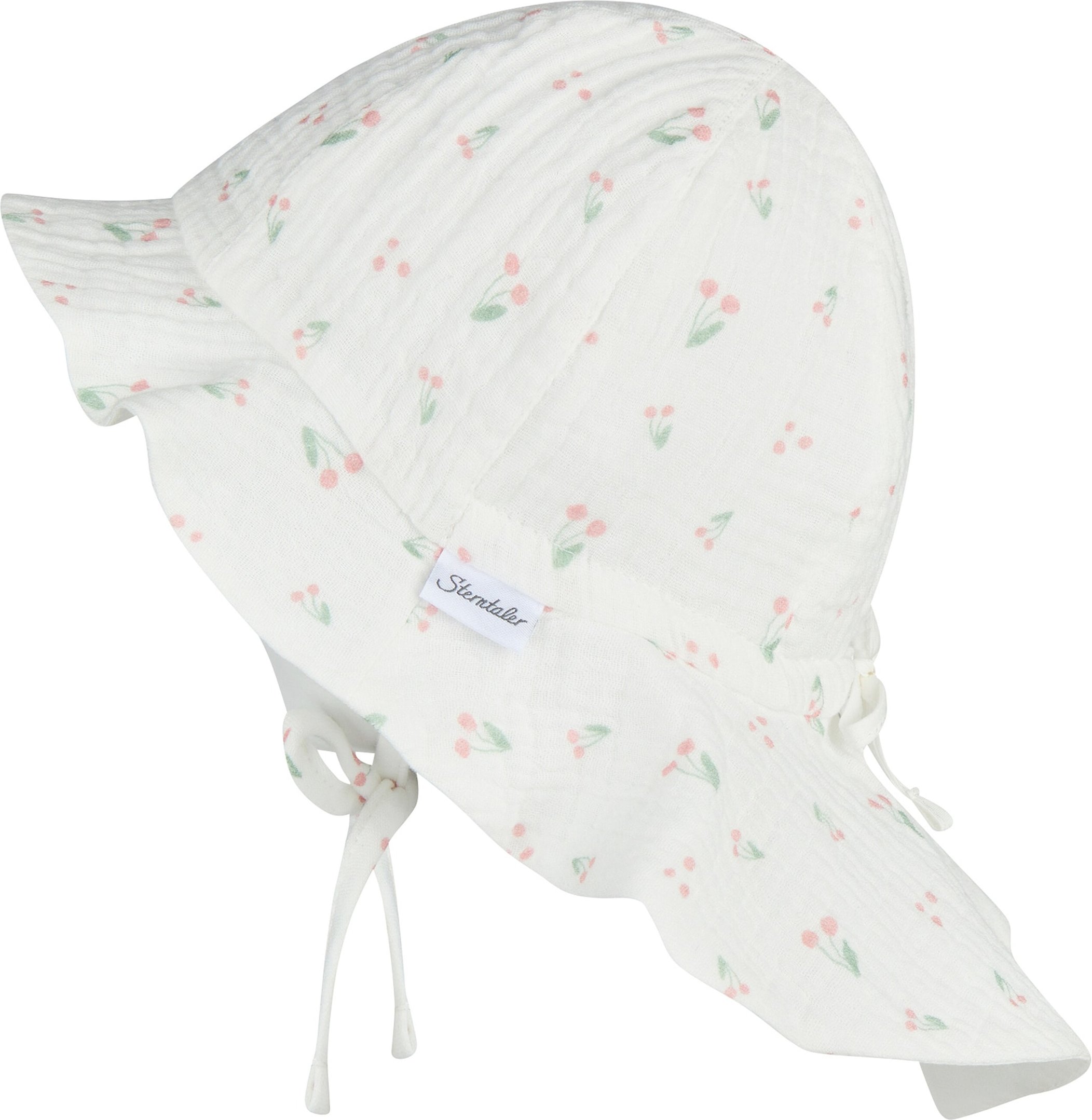 Sterntaler Musselin-Sonnenhut mit Nackenschutz Kirschen