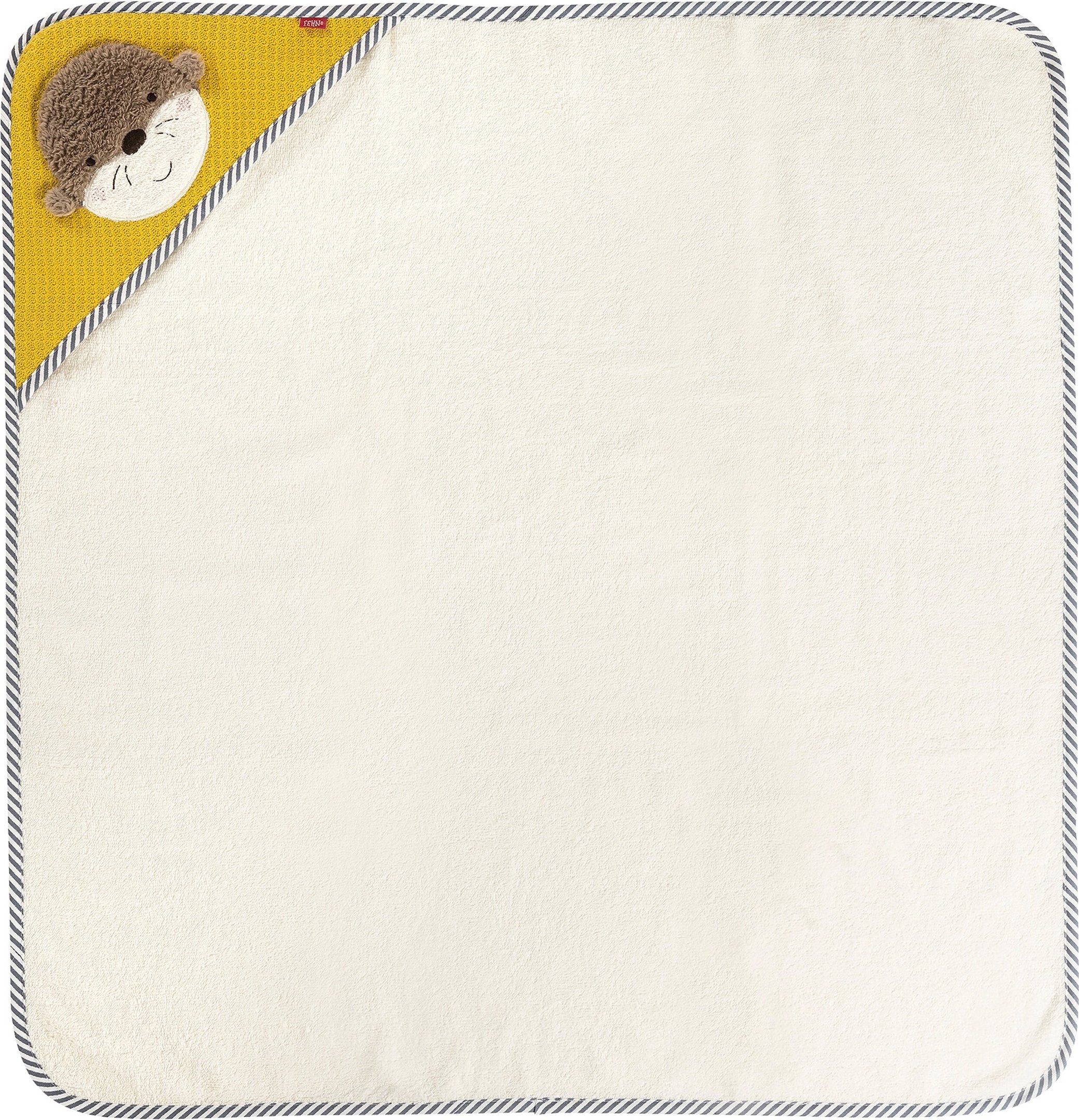 Fehn Kapuzenbadetuch Otter Theo 80x80 cm weiss | gelb | blau