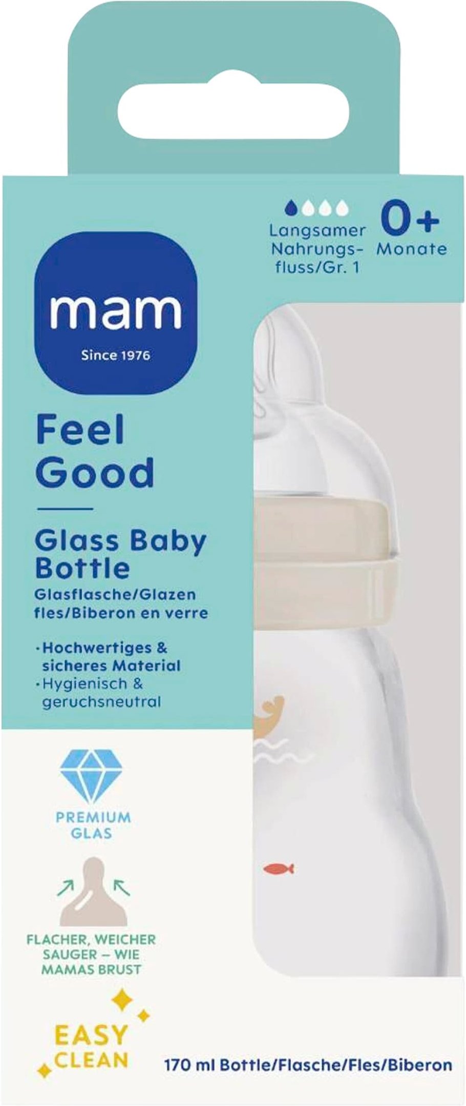 Mam Babyflasche Feel Good matt, Glas, 170 ml, ab 0M