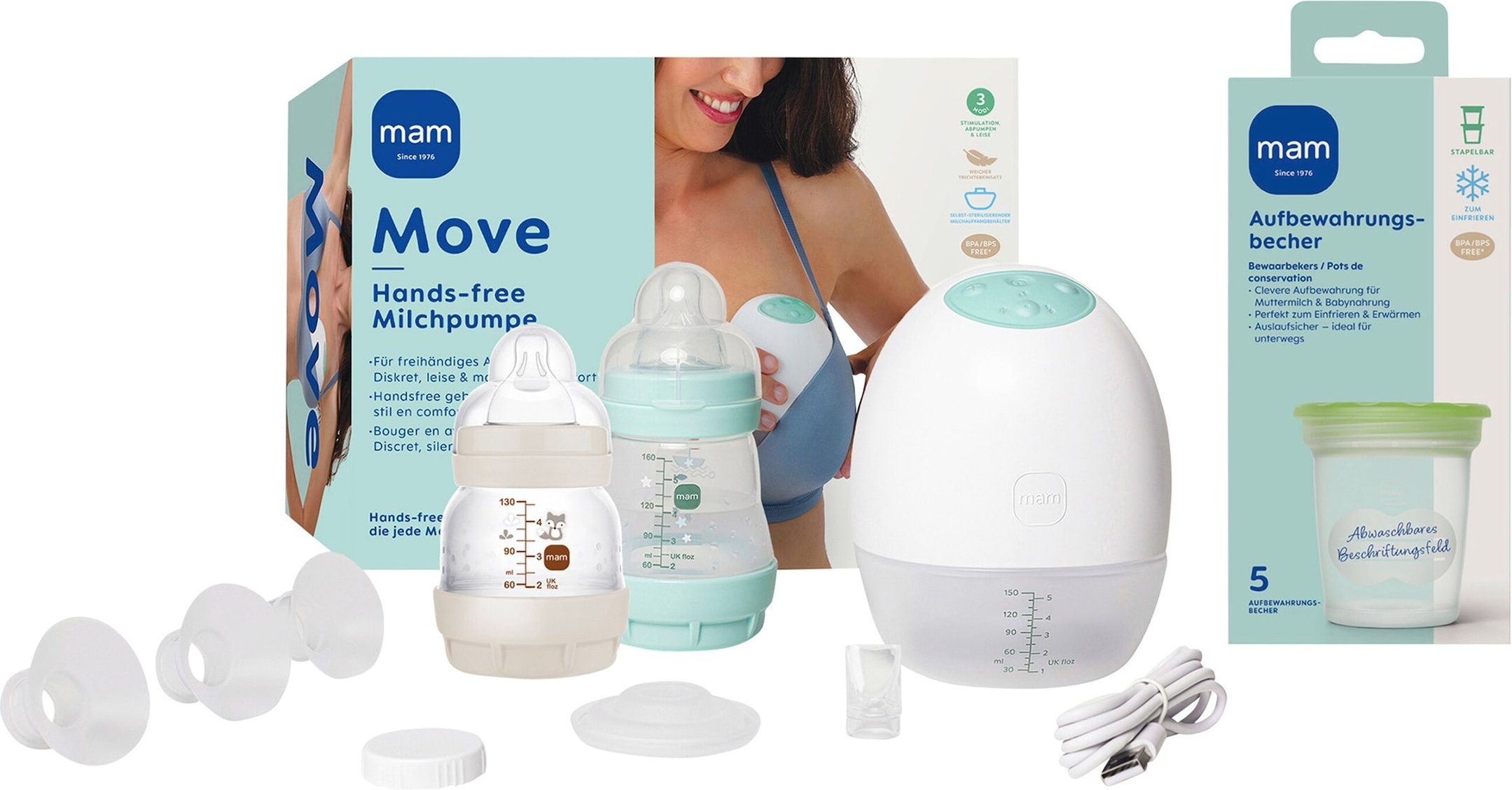 Mam 3-tlg. Elektrisches Milchpumpen-Set Move Hands-free
