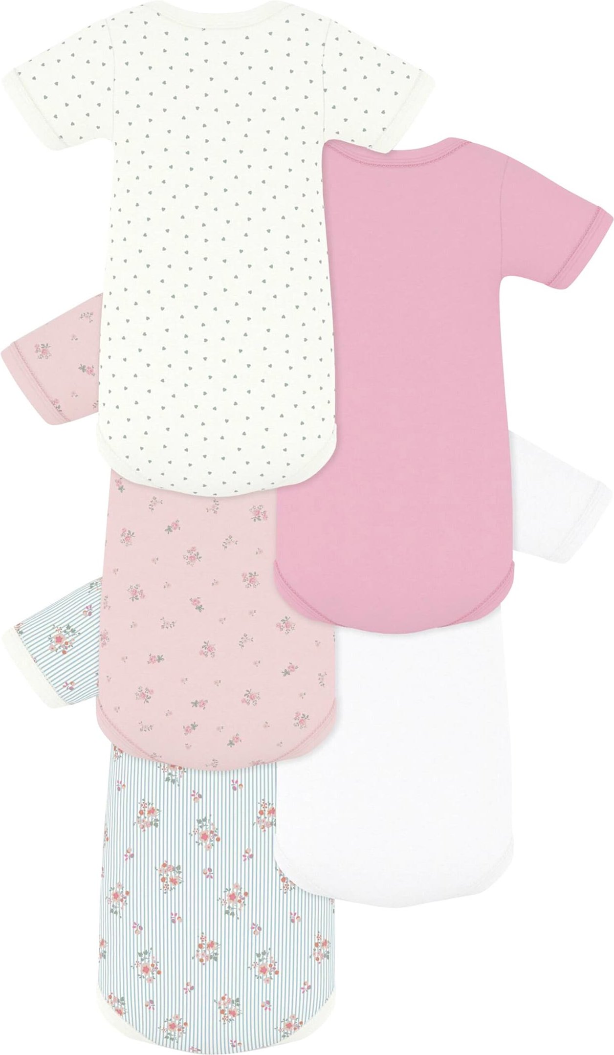 Petit Bateau 5er-Pack Bodys kurzarm Blumen Herzen
