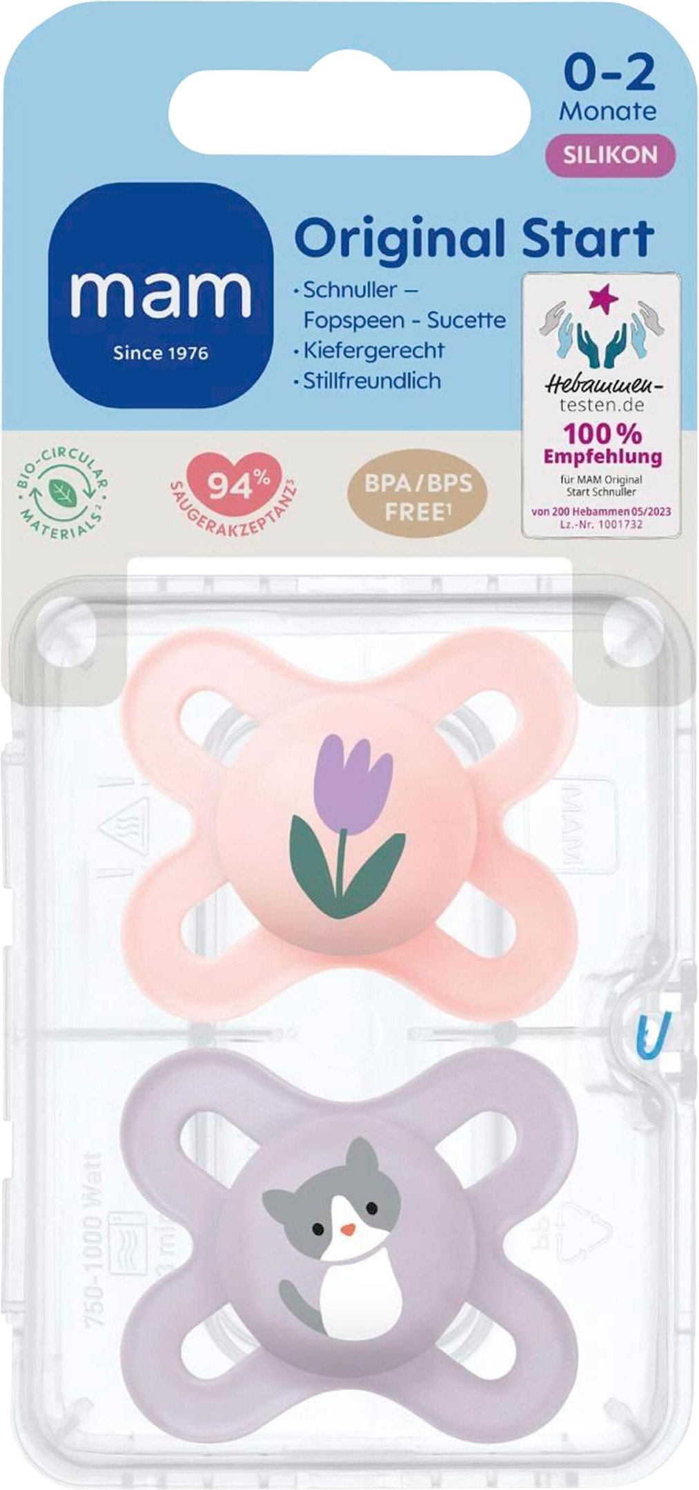 Mam 2er-Pack Schnuller Original Start Silikon, 0-2M