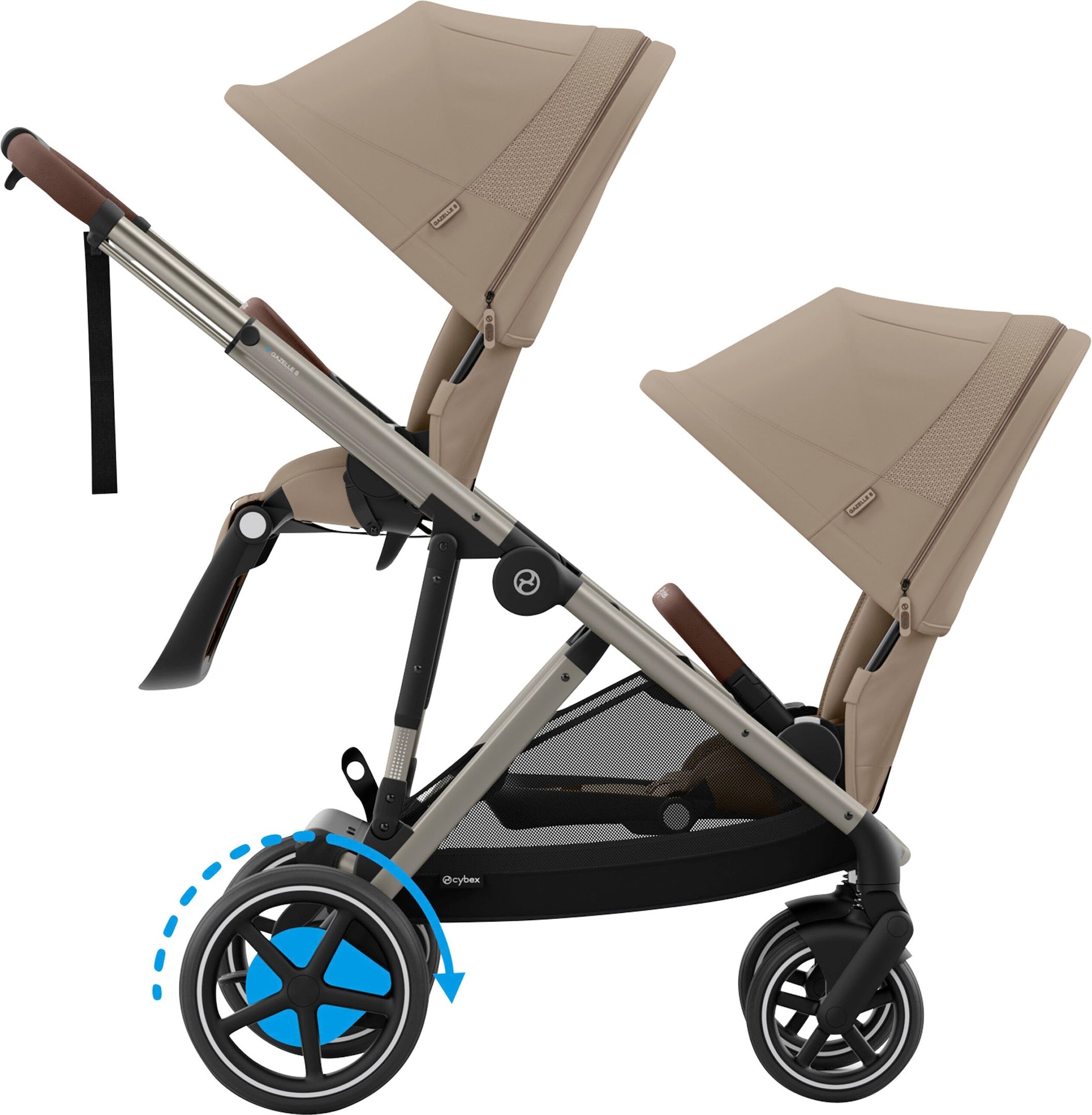 Cybex Gold Zwillings- und Kinderwagen Geschwisterwagen eGazelle S beige