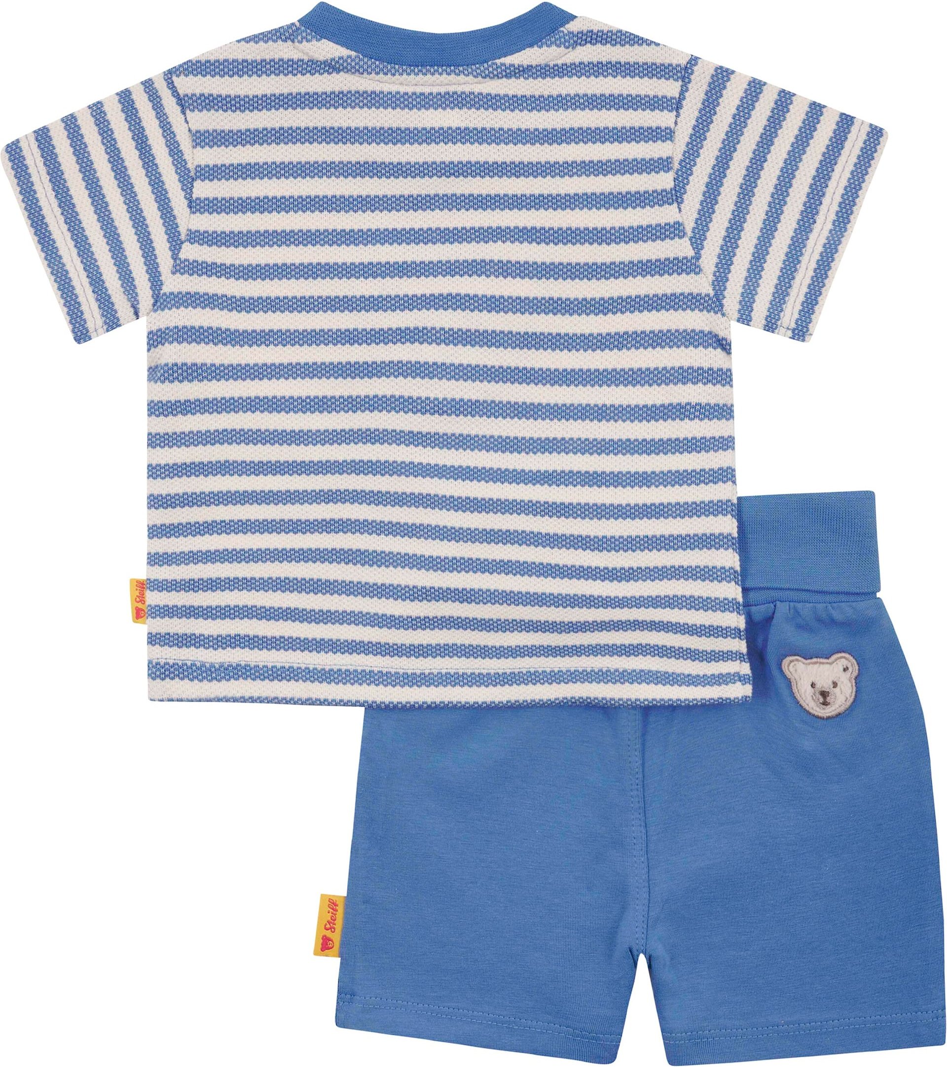 Steiff 2-tlg. Set T-Shirt und Shorts Ringel Struktur Bär