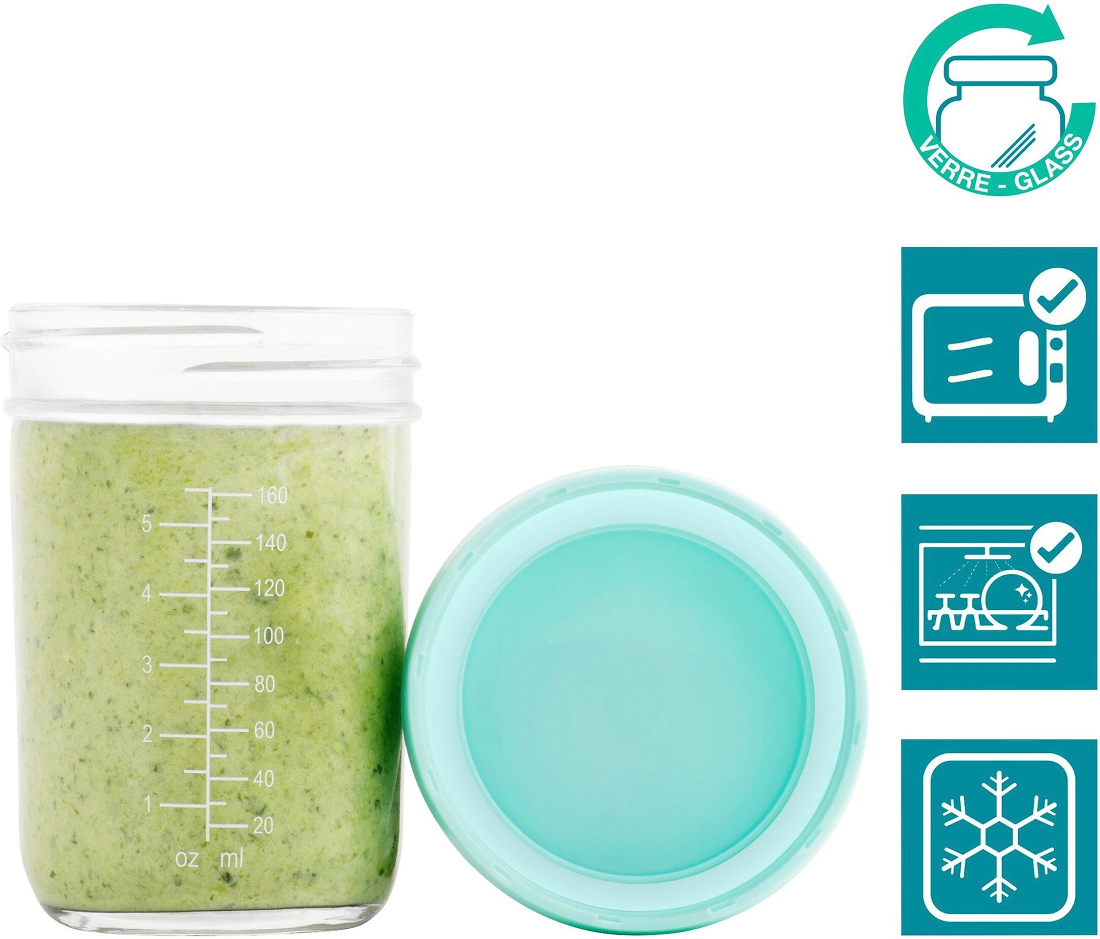 Babymoov 4er-Pack Aufbewahrungsbecher Glas