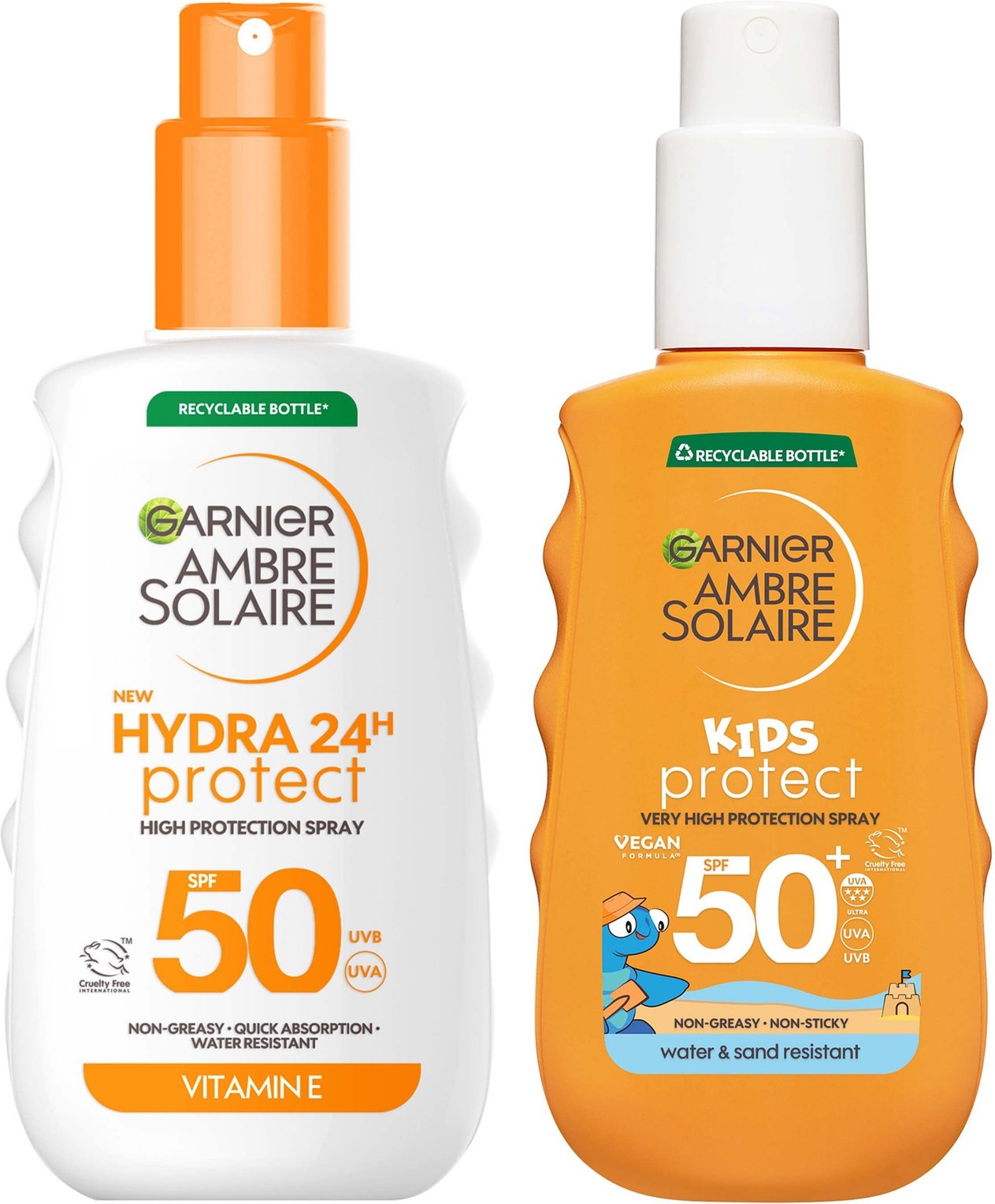 Garnier Ambre Solaire Adults & Kids SPF50 Suncream Spray 150ml Bundle