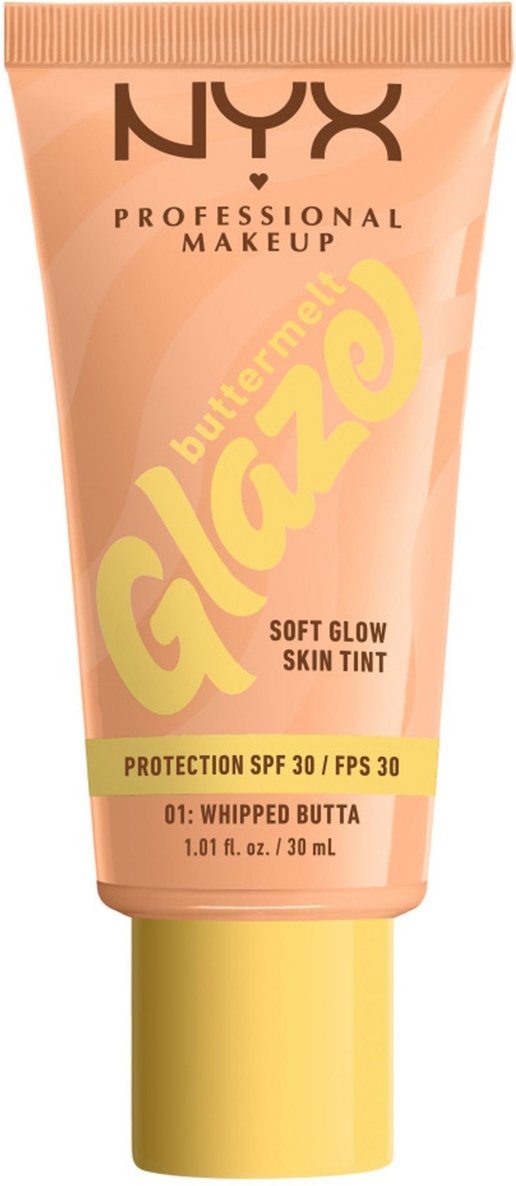 NYX Professional Makeup Buttermelt Glaze Soft Glow Skin Tint + SPF/FPS 30 Foundation (Various Shades) - Whipped
