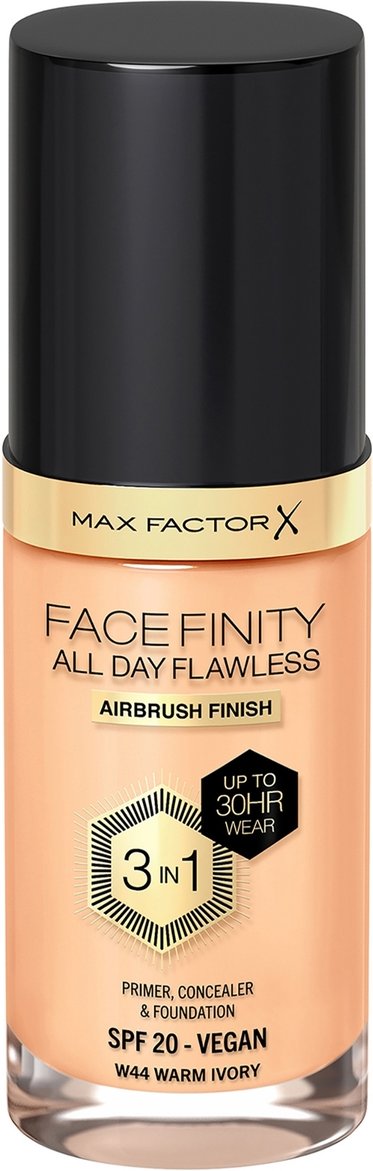 Thumbnail - Max Factor Facefinity All Day Flawless 3 in 1 Vegan Foundation 30ml (Various Shades) - W44 - WARM IVORY