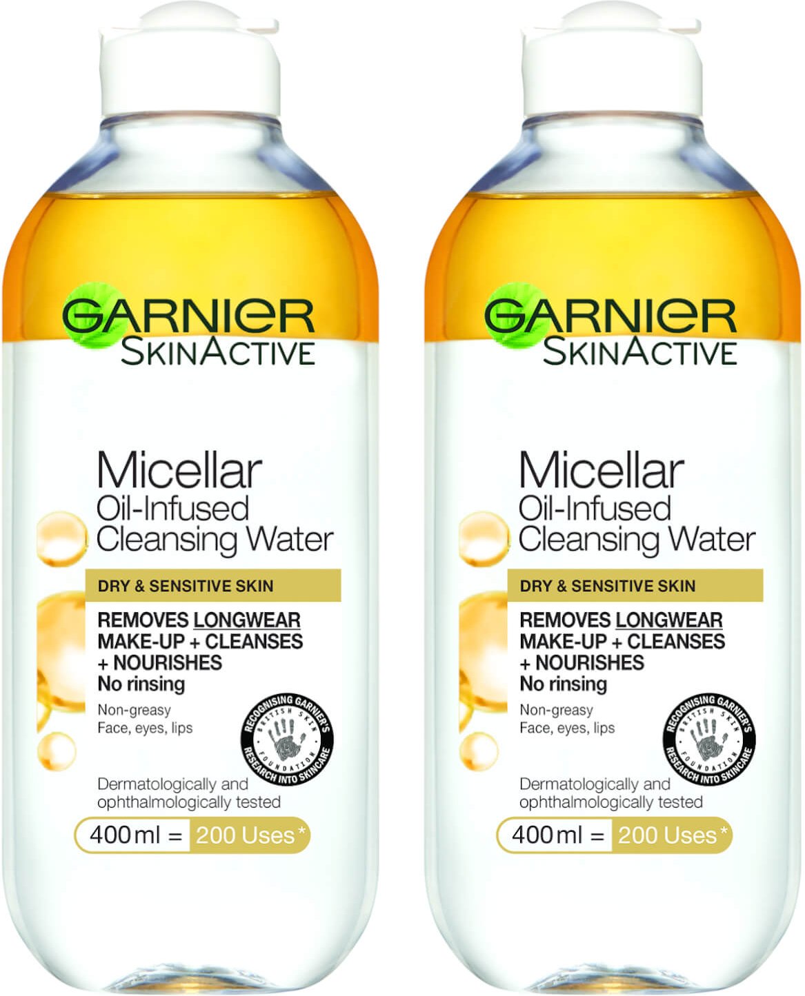 Garnier Micellar Water Oil Infused Facial Cleanser 400ml Duo Pack
